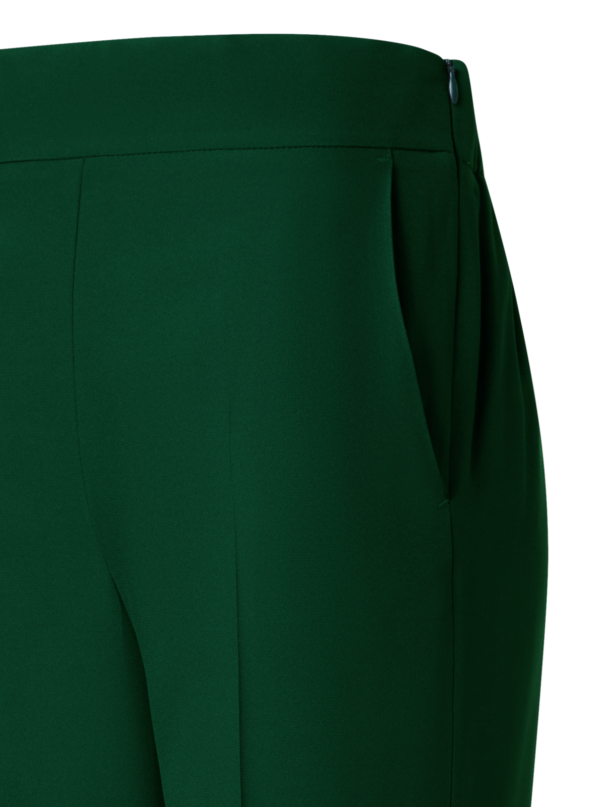 Designer Tapered Crêpe Pants with Elastic Back - green