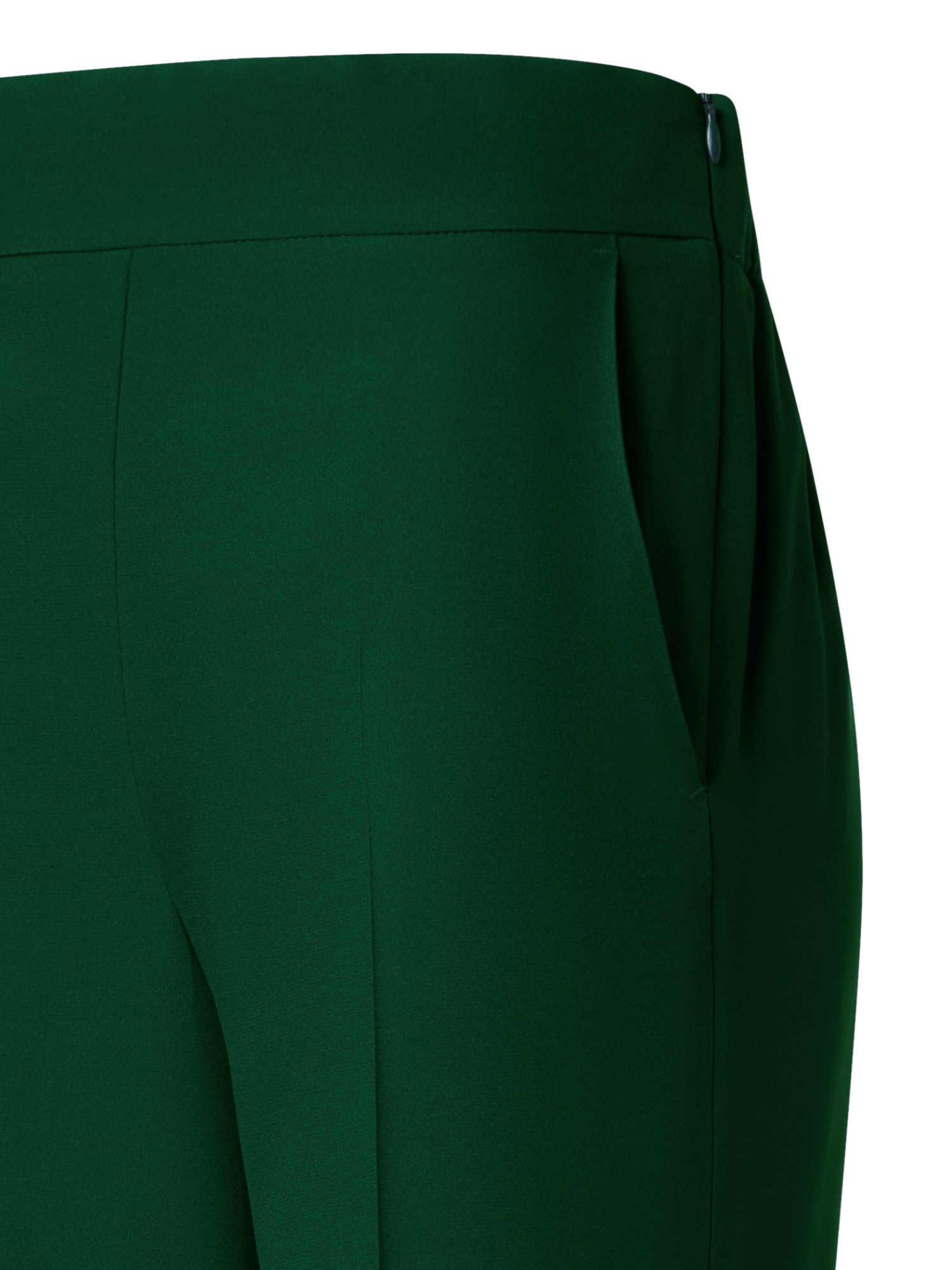Designer Tapered Crêpe Pants with Elastic Back - green