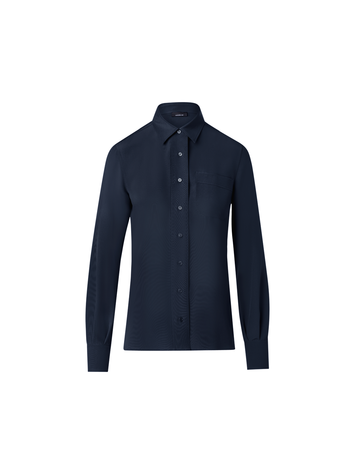 Designer Silk Crêpe Shirt Blouse - navy - blue