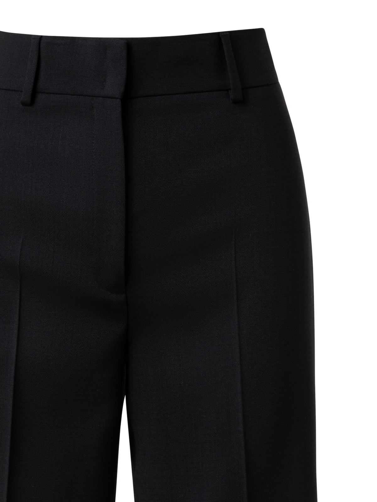 Designer Cropped Wide Wool Stretch Pants with Fringe - black