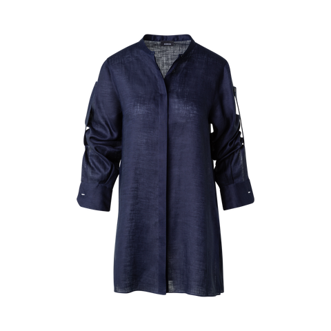 Oversize Tunika-Bluse aus Leinen