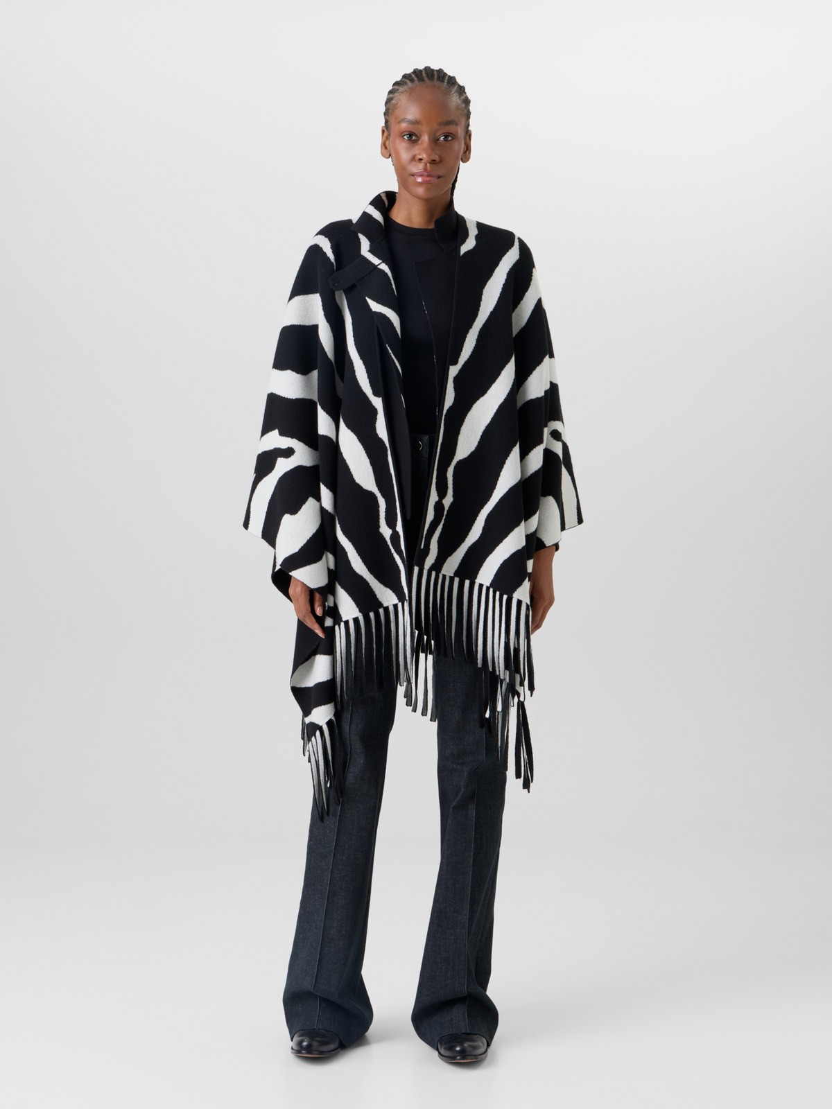 Designer Cashmere Double-Face Knit Cape - multicolor #editorial