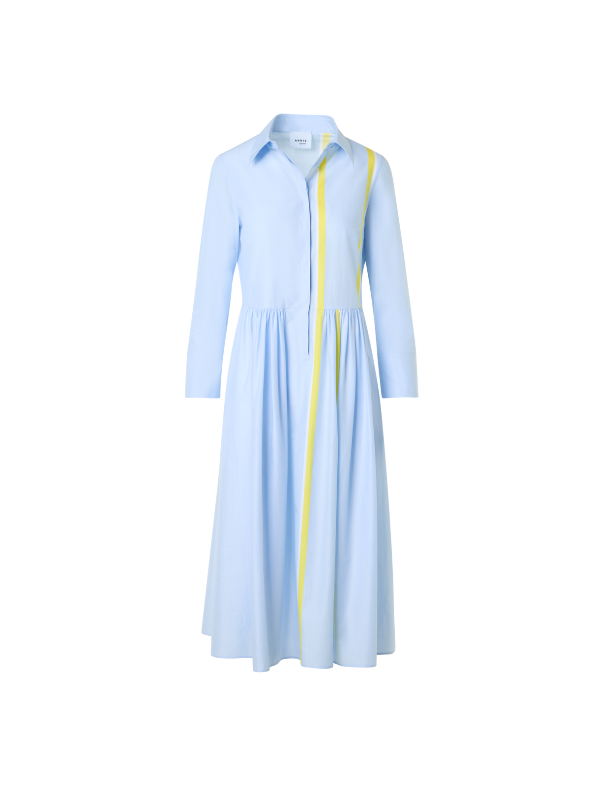 Striped Cotton Chambray Midi Shirt Dress – Akris EU