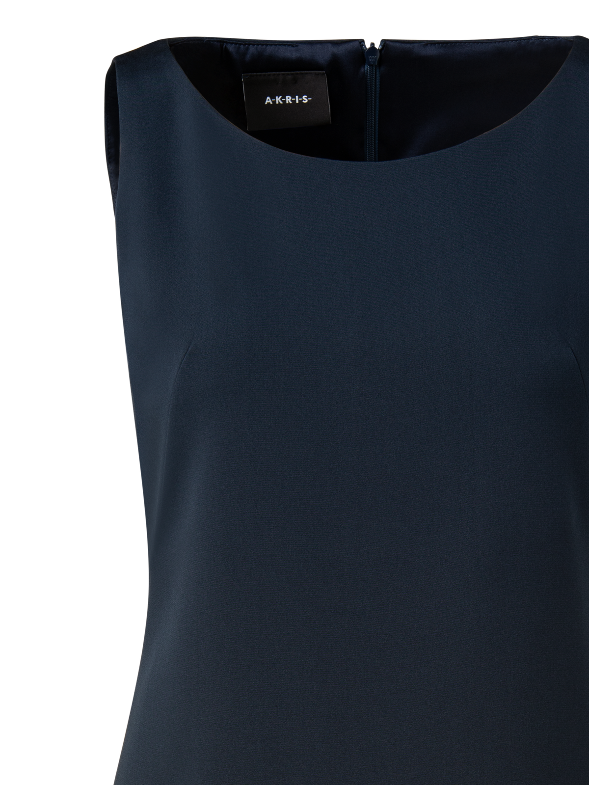 Designer Silk Crêpe Stretch Sheath Dress - navy - blue