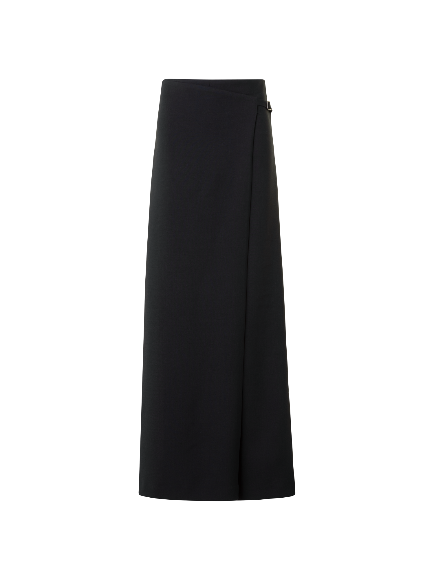 Designer Straight Wool Double-Face Pants with Apron Wrap - black - neutral