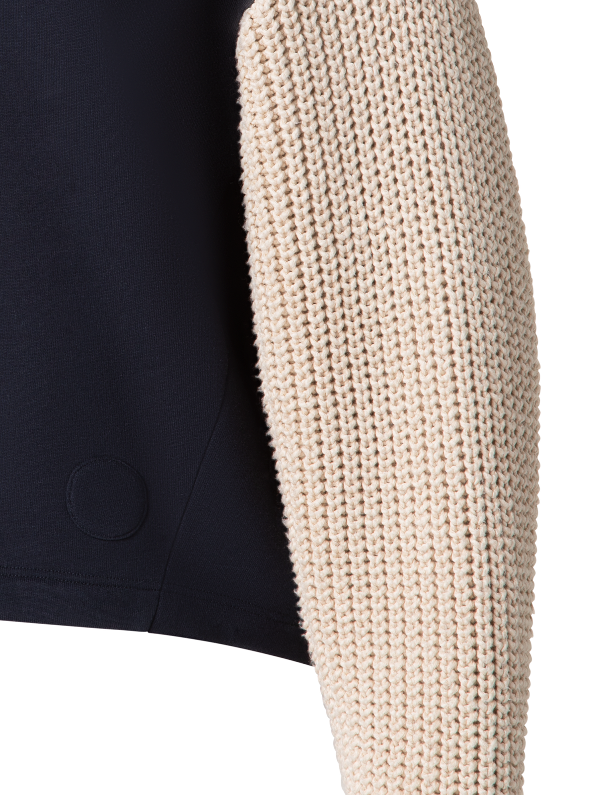 Designer Jersey Hoodie with Knit Sleeves - navy - blue - multicolor - beige