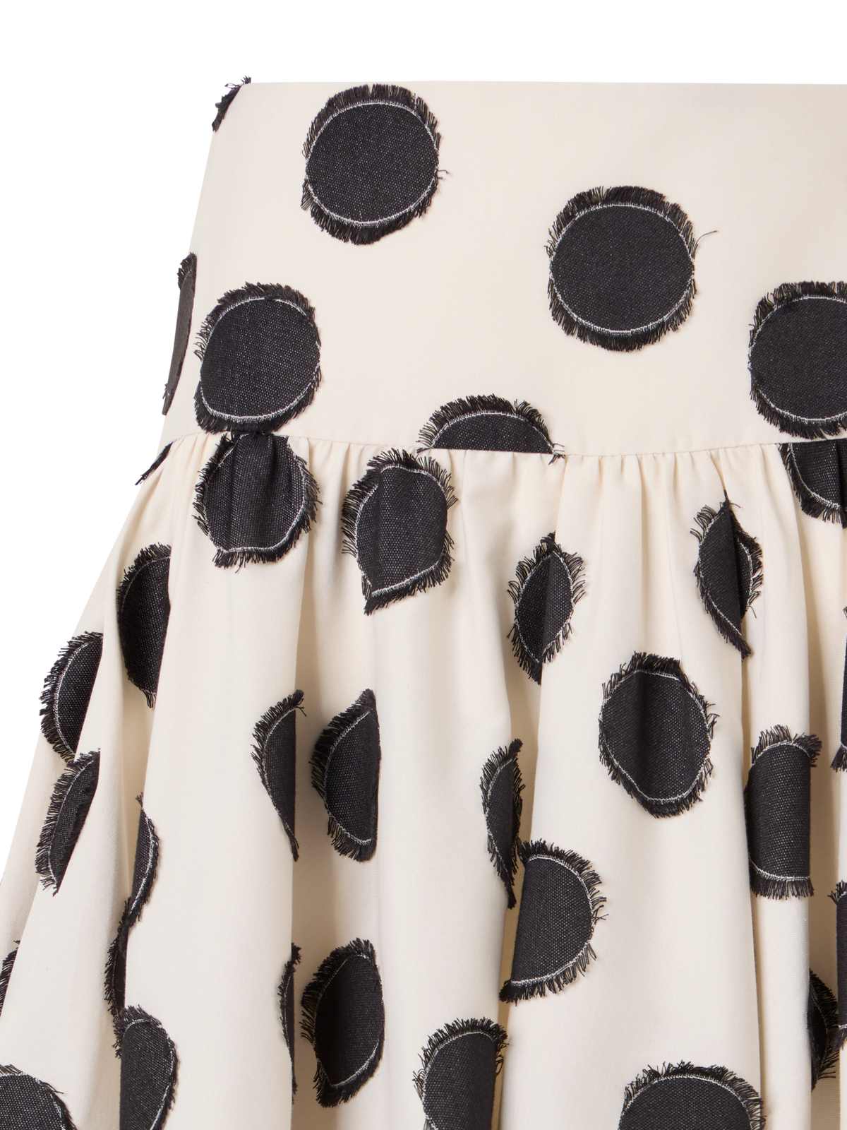 Designer Flared Fringed Polka-Dot Mini Skirt - multicolor - white