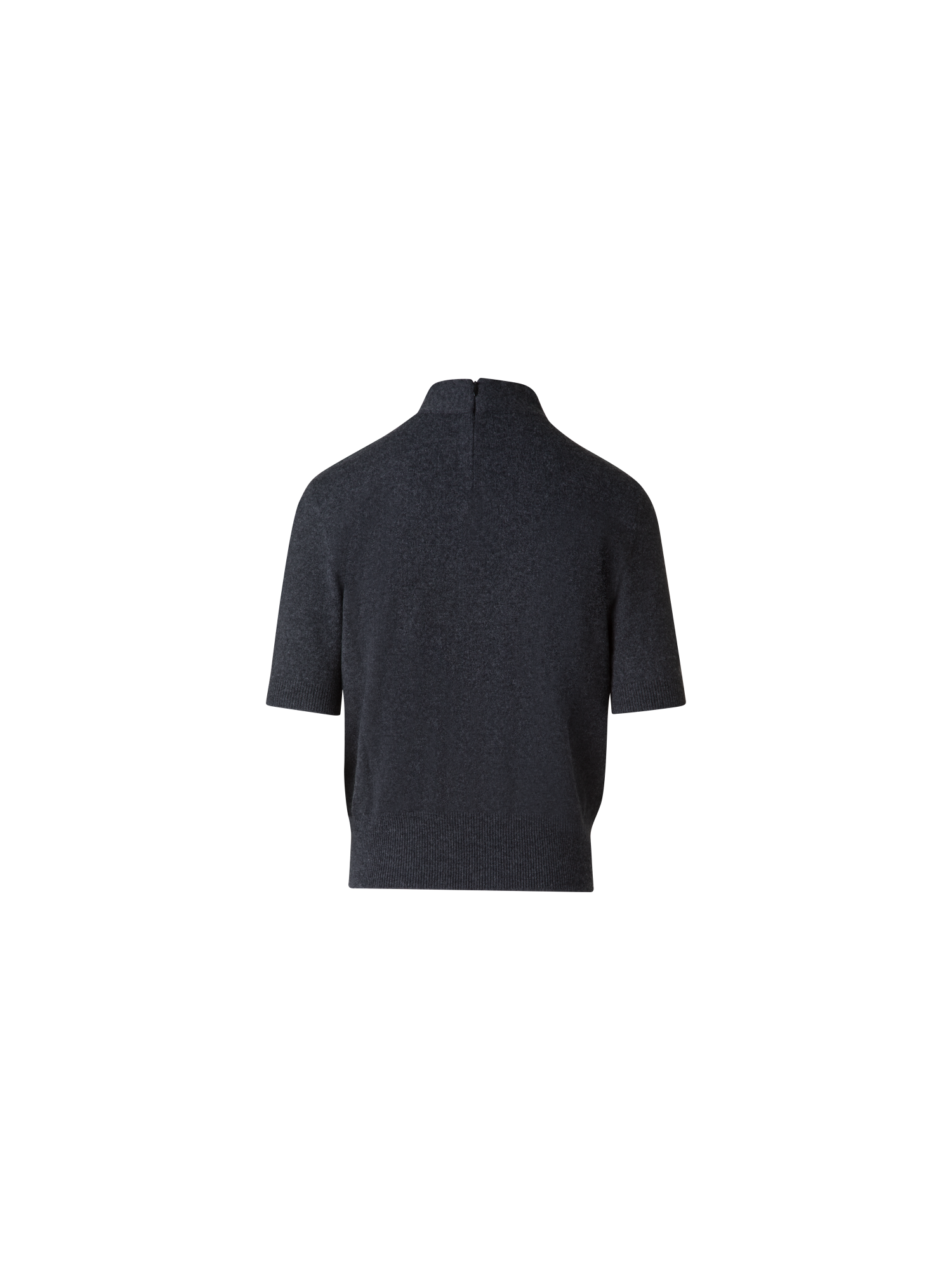 Designer Short Sleeve Cashmere Sweater with Knot Detail - grey