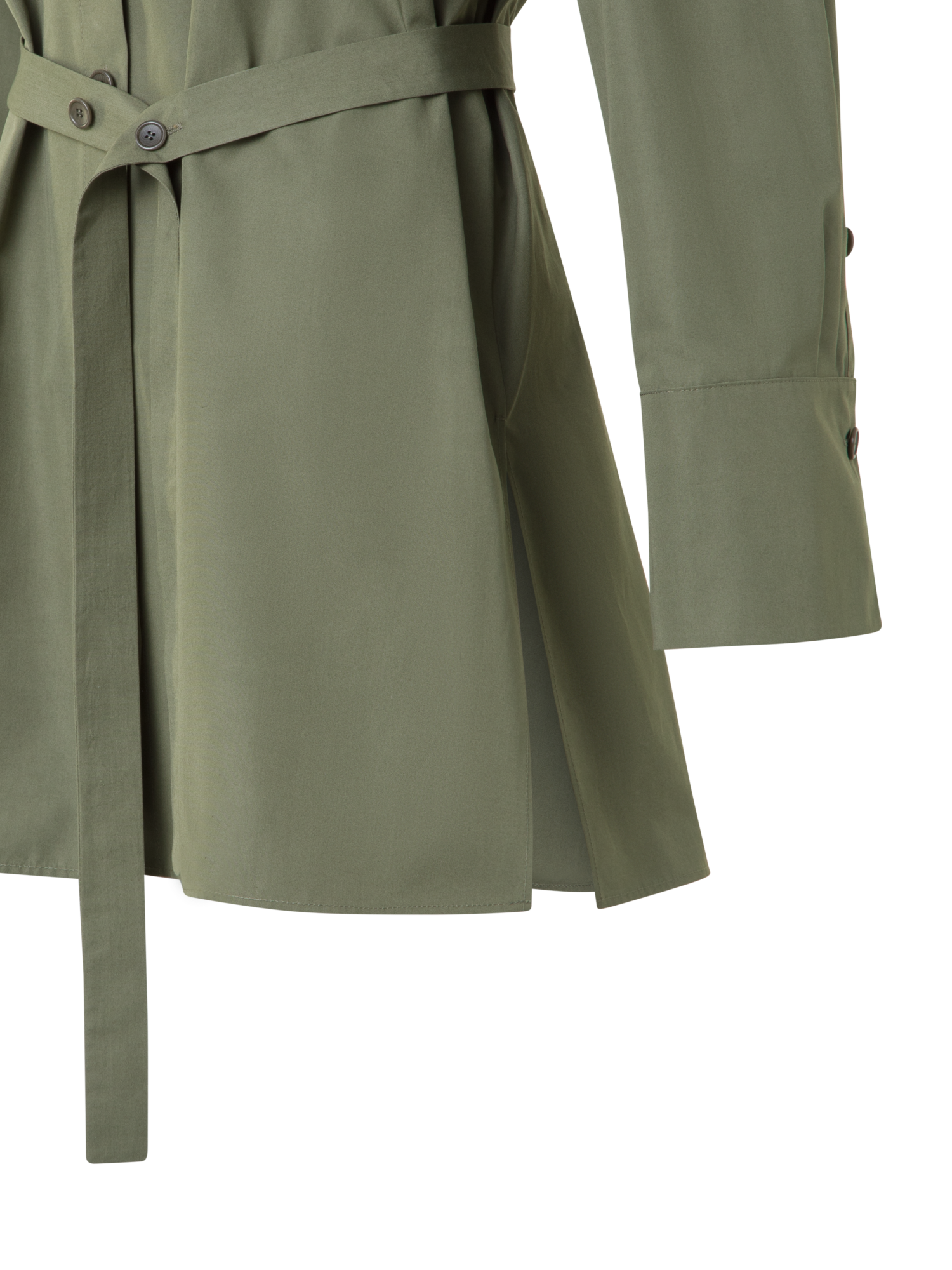 Designer Oversized Cotton Poplin Tunic - neutral - green