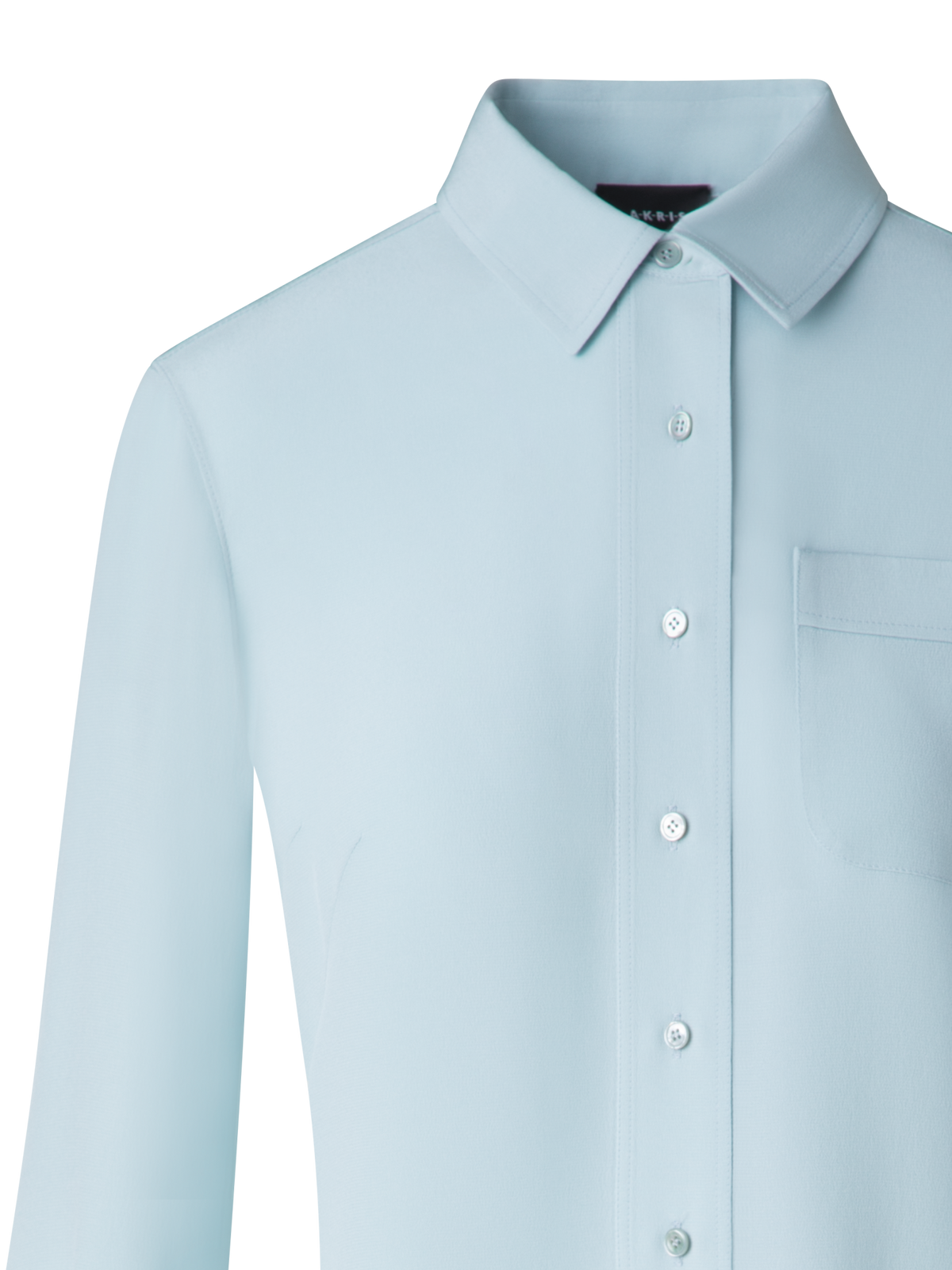 Designer Fitted Silk Shirt Blouse - pastel - blue