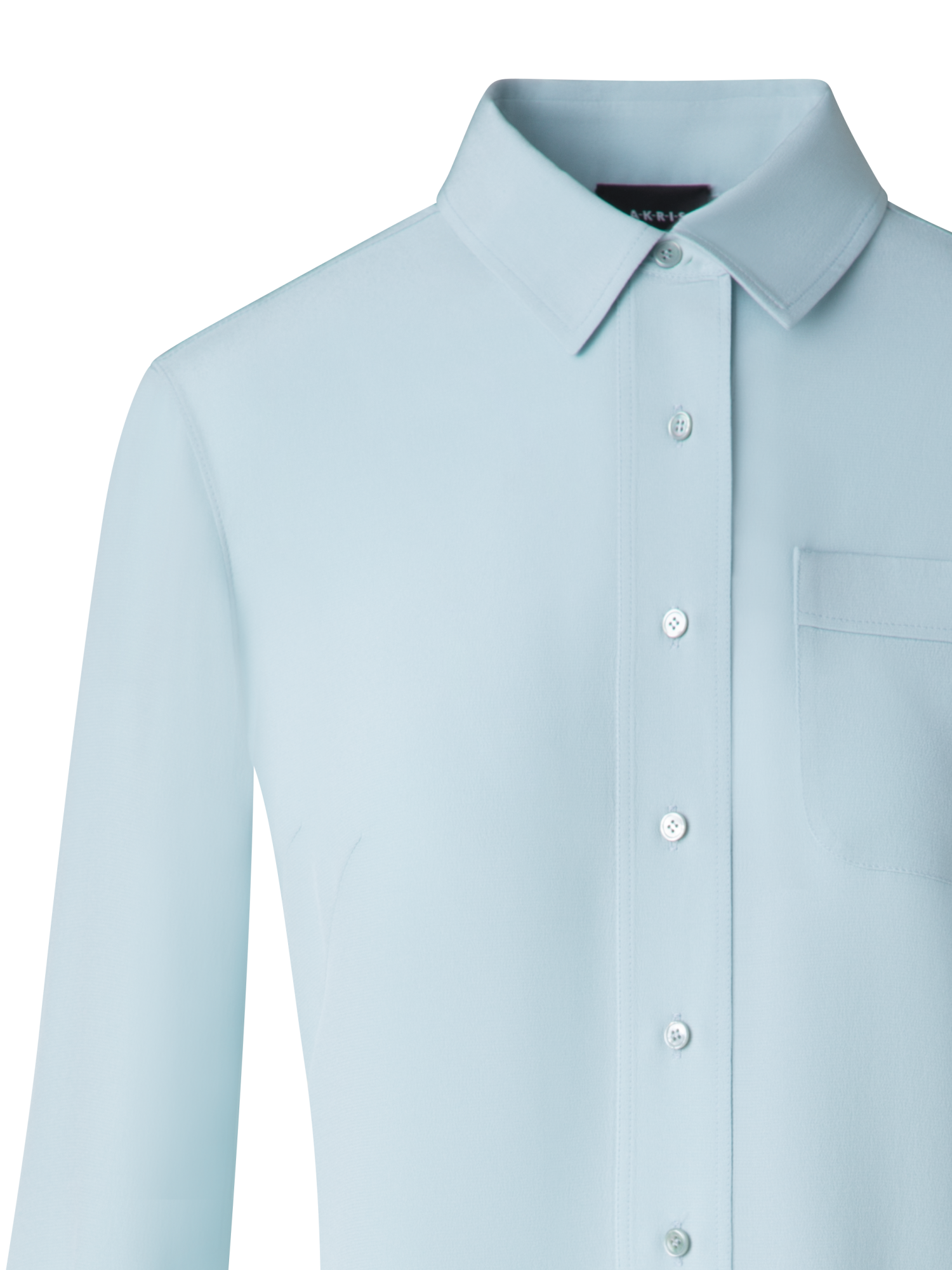 Designer Fitted Silk Shirt Blouse - pastel - blue