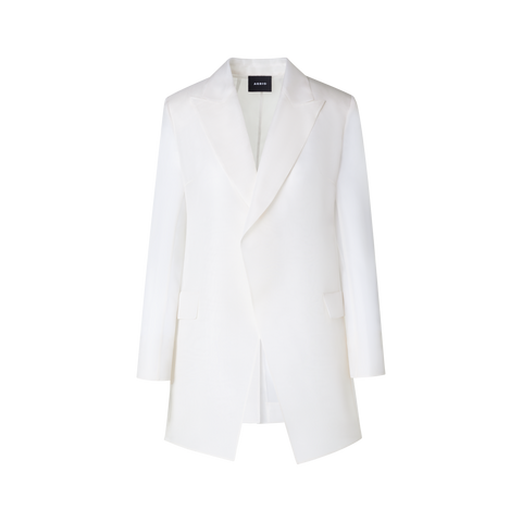Long Tailored Jacket with Semi-Sheer Sleeve