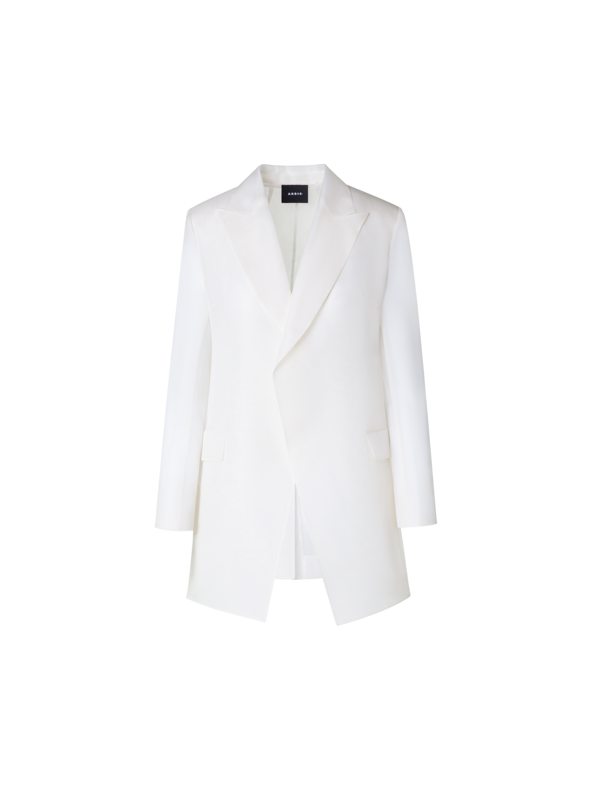 Designer Long Tailored Jacket with Semi-Sheer Sleeve - ecru