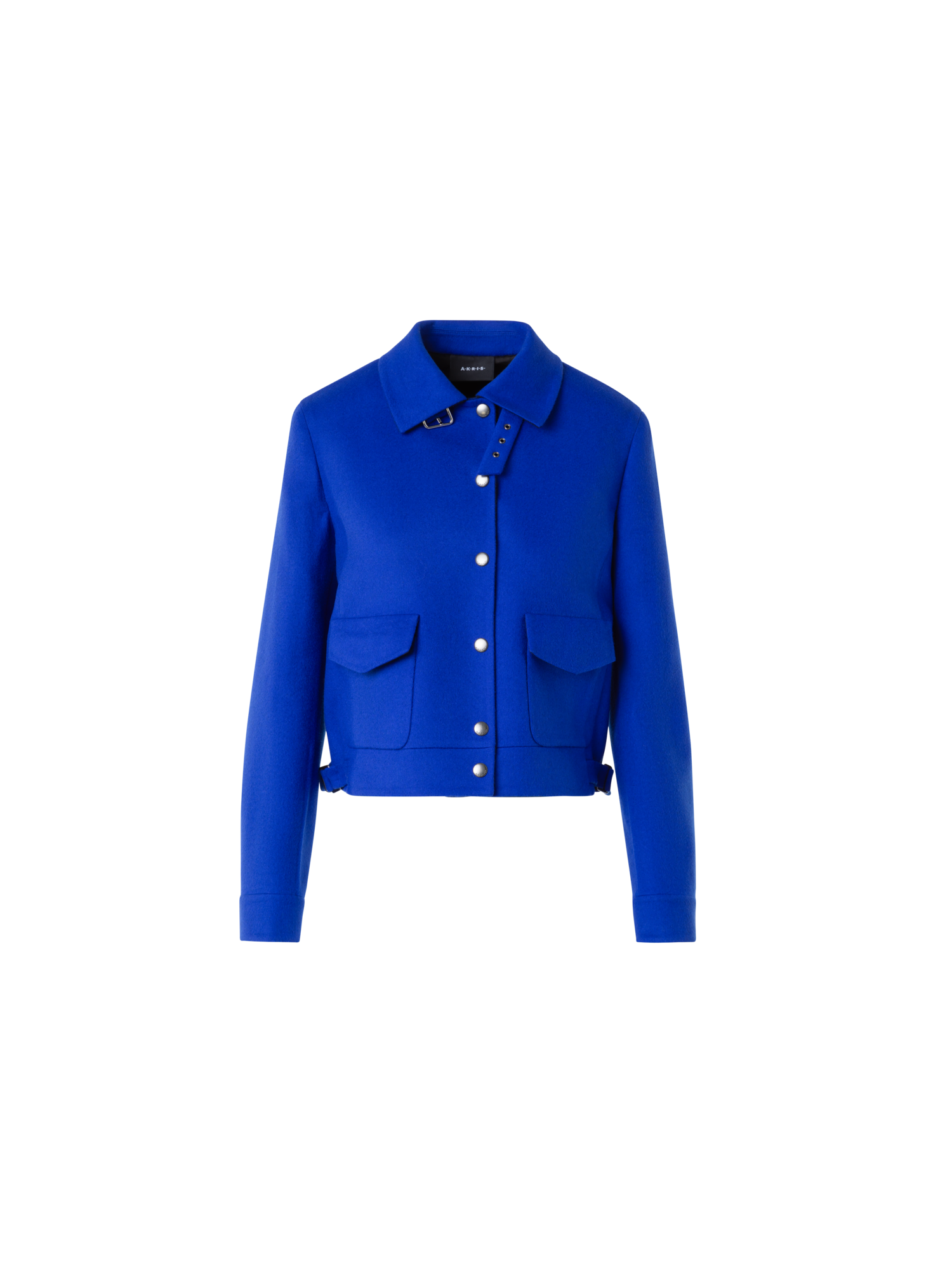 Designer Short Wool Flannel Double-Face Blouson Jacket - blue