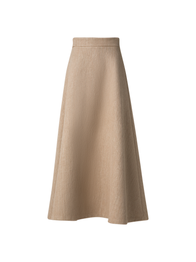 Designer A-Line Midi Skirt in Soft Cotton Raffia - neutral - beige