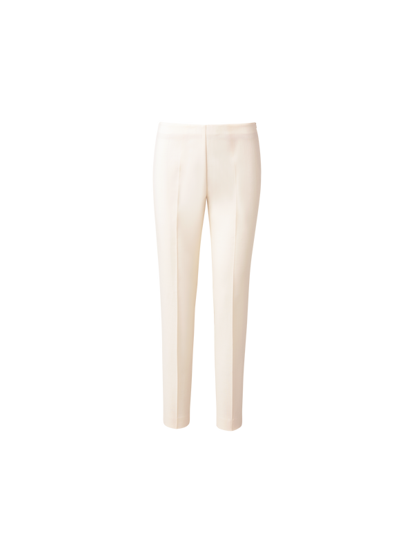 Designer Slim Wool-Double Face Pants - neutral - ecru - white