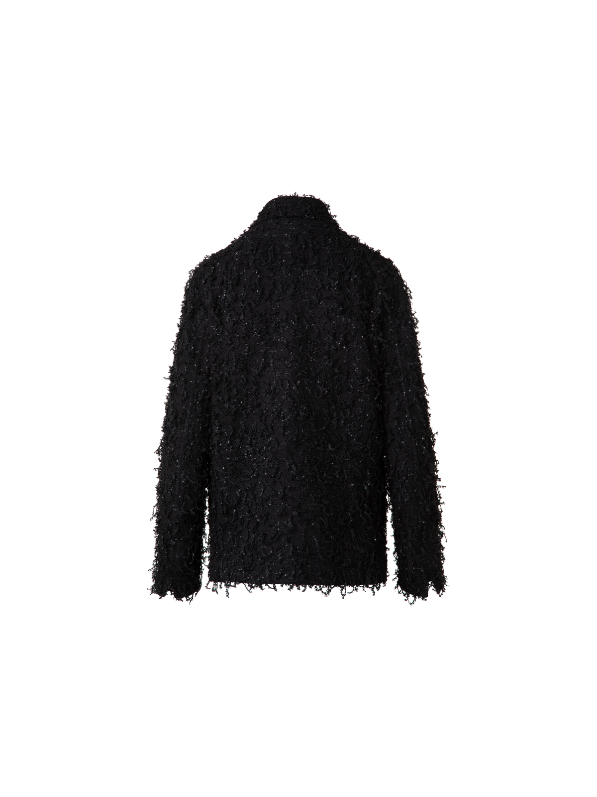 Designer Oversized Shirt Jacket with Micro Sequin Fringe - black