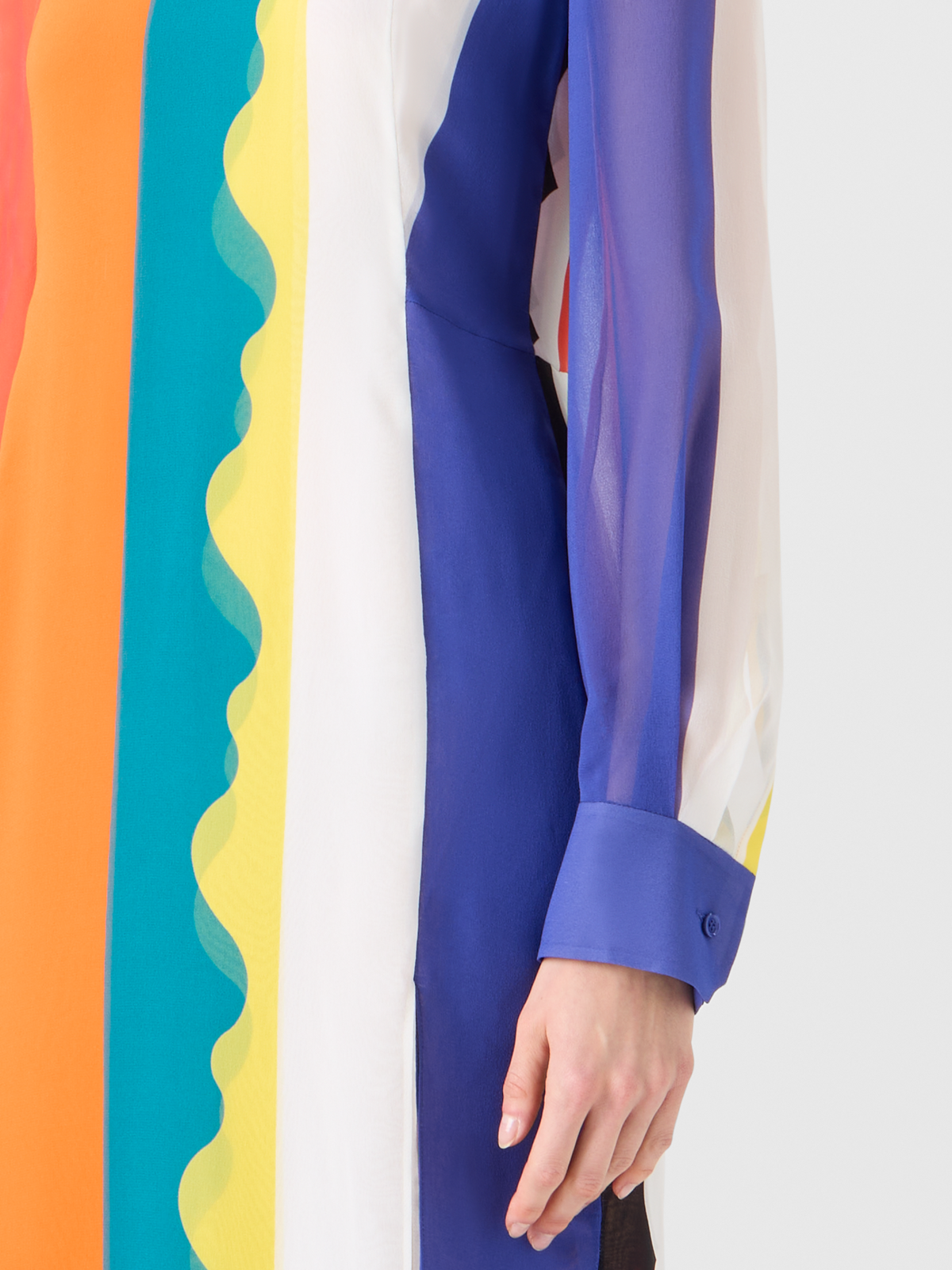 Designer Silk Long Dress with Paravent Print - multicolor #editorial