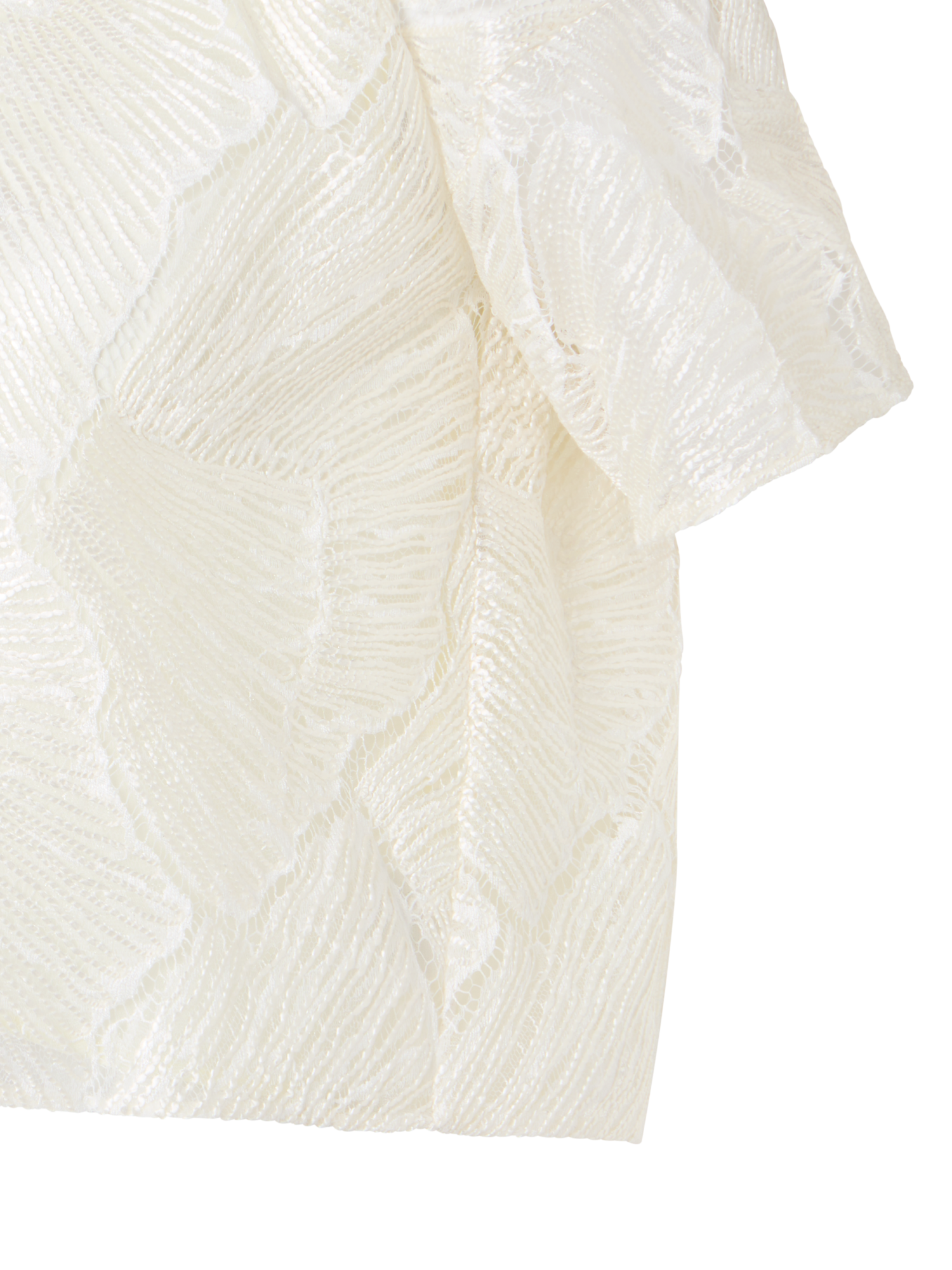 Designer Lacquered Sea Fan Lace Boxy Blouse - ecru
