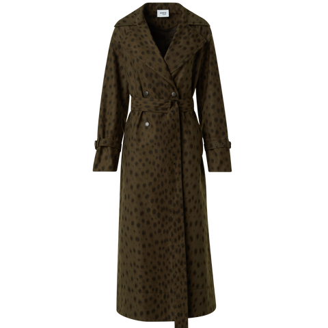 Maxi Trench Coat in Leopard Print