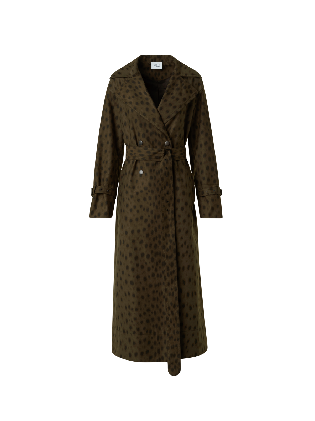 Designer Maxi Trench Coat in Leopard Print - neutral - brown