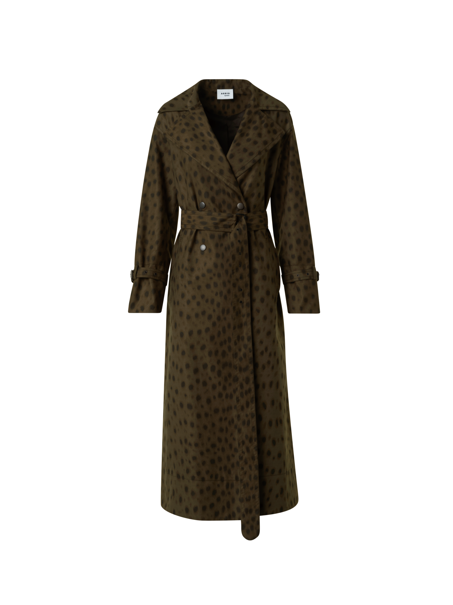 Designer Maxi Trench Coat in Leopard Print - neutral - brown