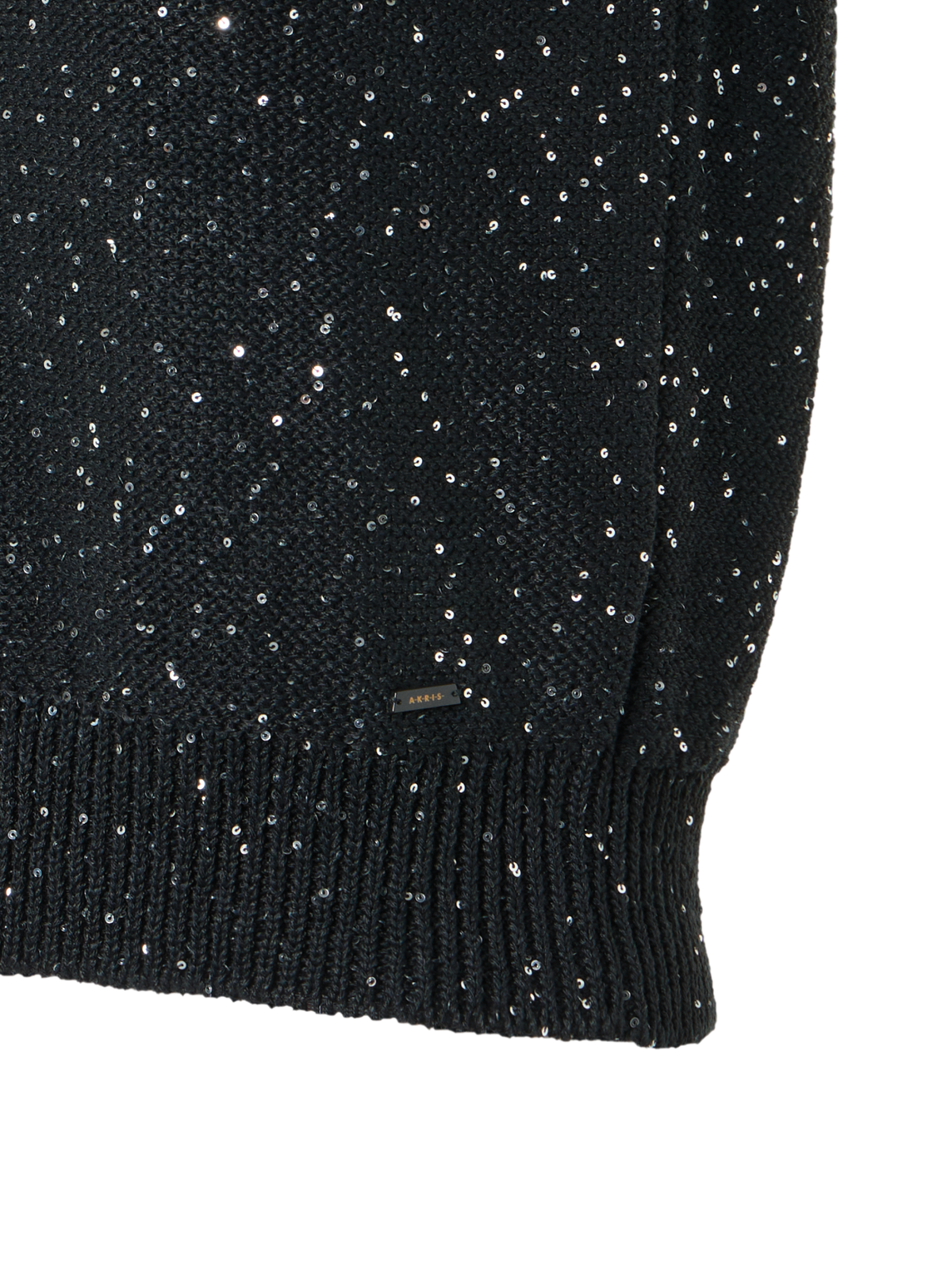 Designer Sleeveless Linen Cotton Knit Top with Sequins - black - neutral