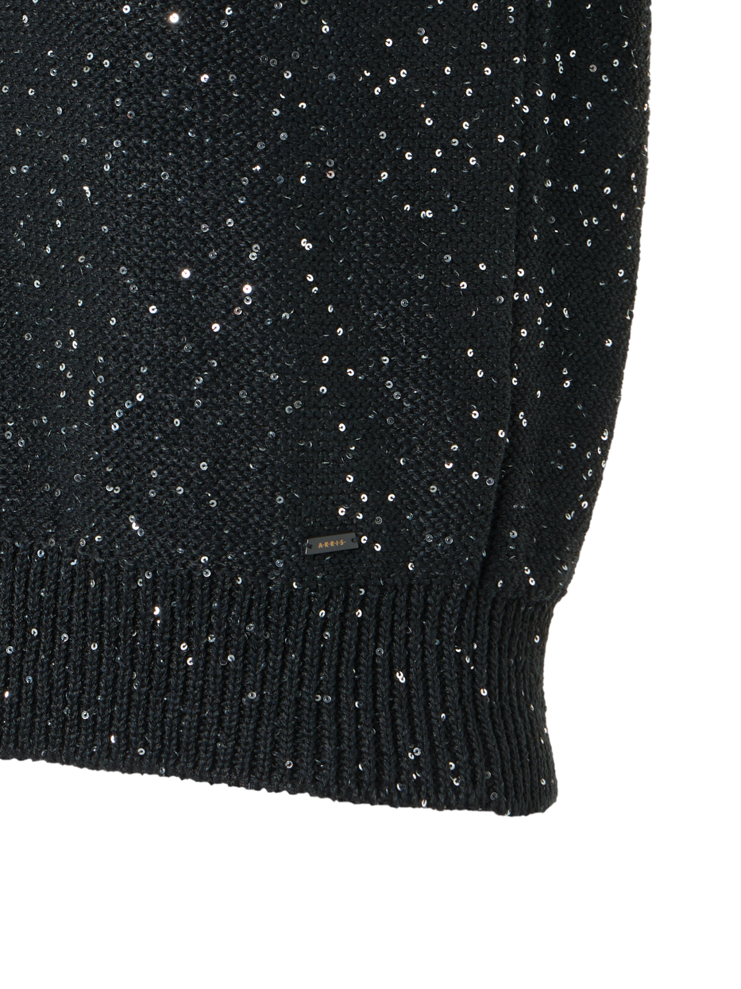 Designer Sleeveless Linen Cotton Knit Top with Sequins - black - neutral