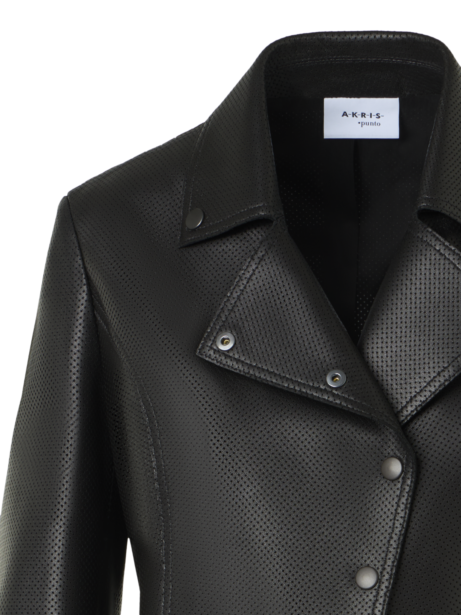 Designer Biker Jacket in Pin Dot Nappa Leather - black