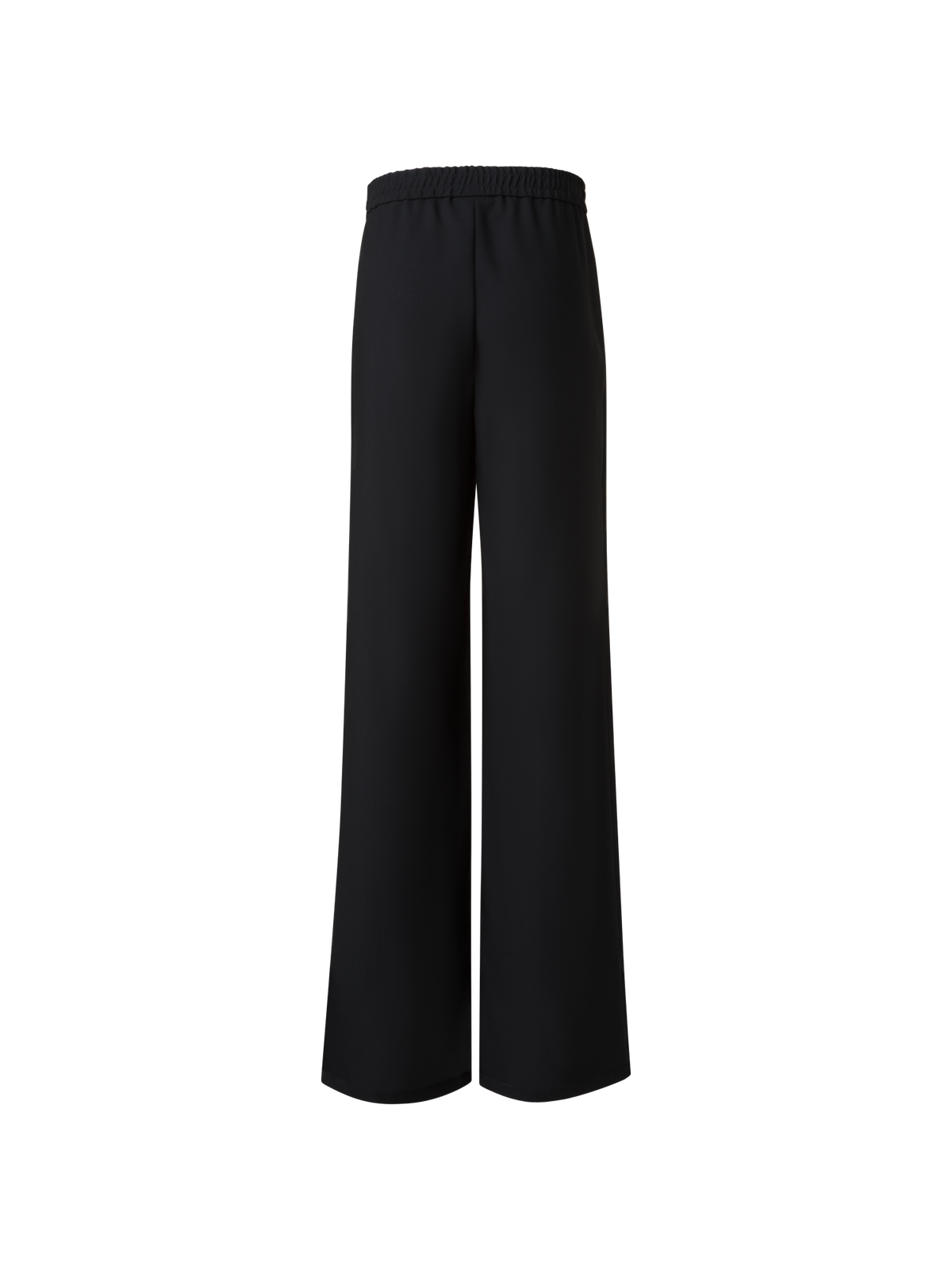 Designer Straight Cool Wool Pants with Elastic Waist - black - neutral