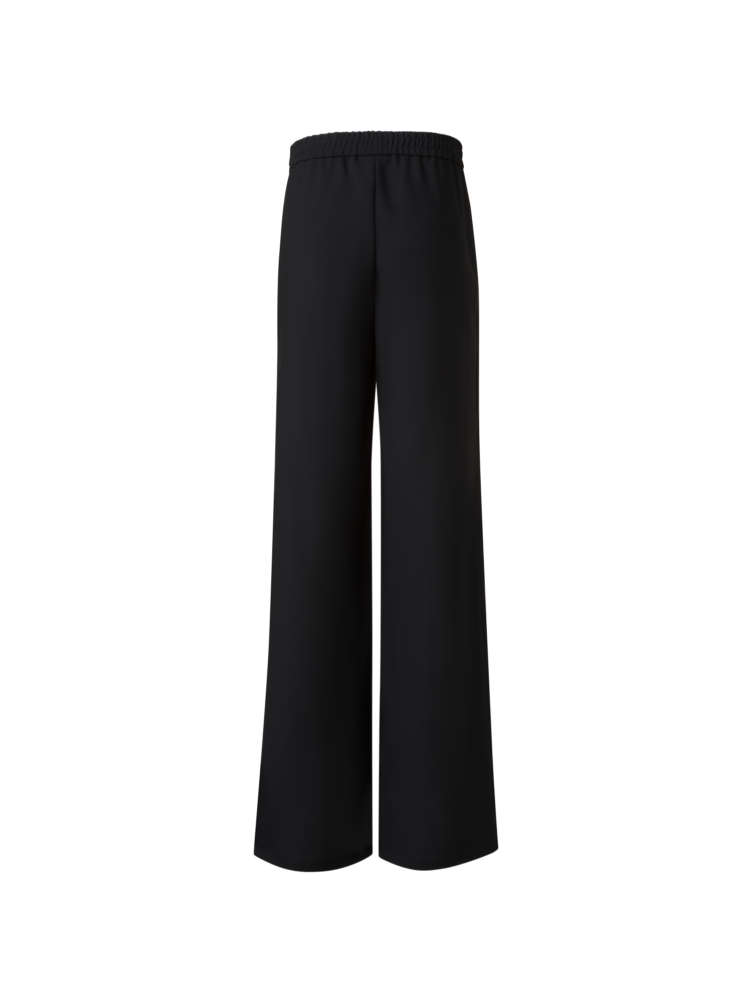 Designer Straight Cool Wool Pants with Elastic Waist - black - neutral