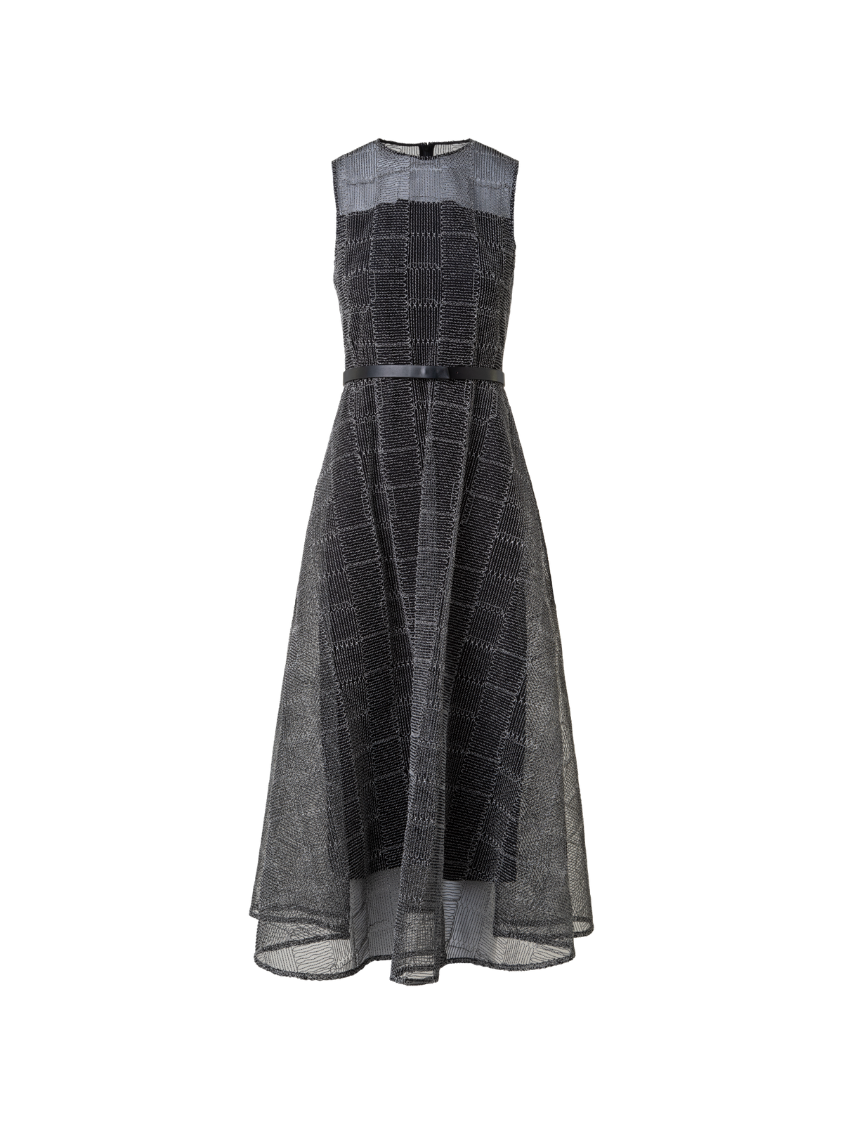 Fit and Flare Squares on Tulle Midi Dress Akris EU Fit and Flare Squares on Tulle Midi Dress Akris EU