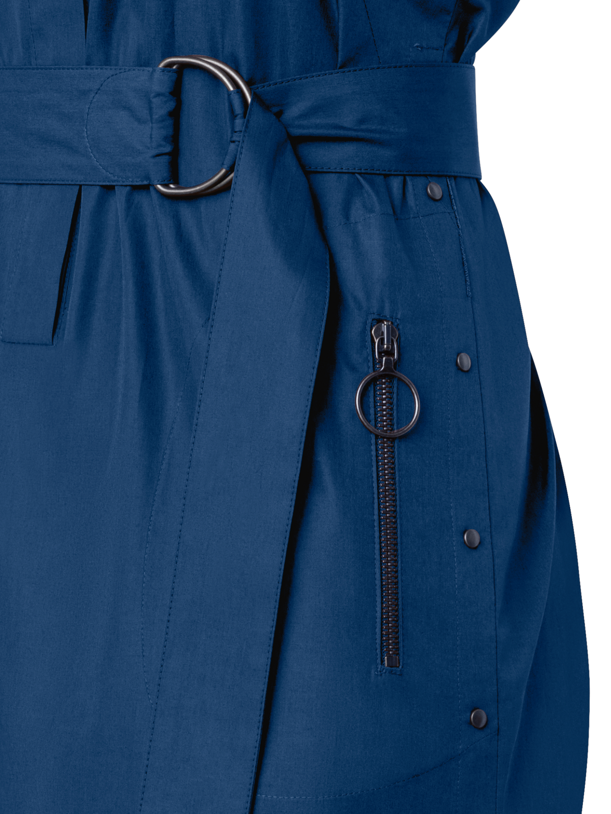 Designer Cotton Shirt Dress with Short Kimono Sleeves - blue