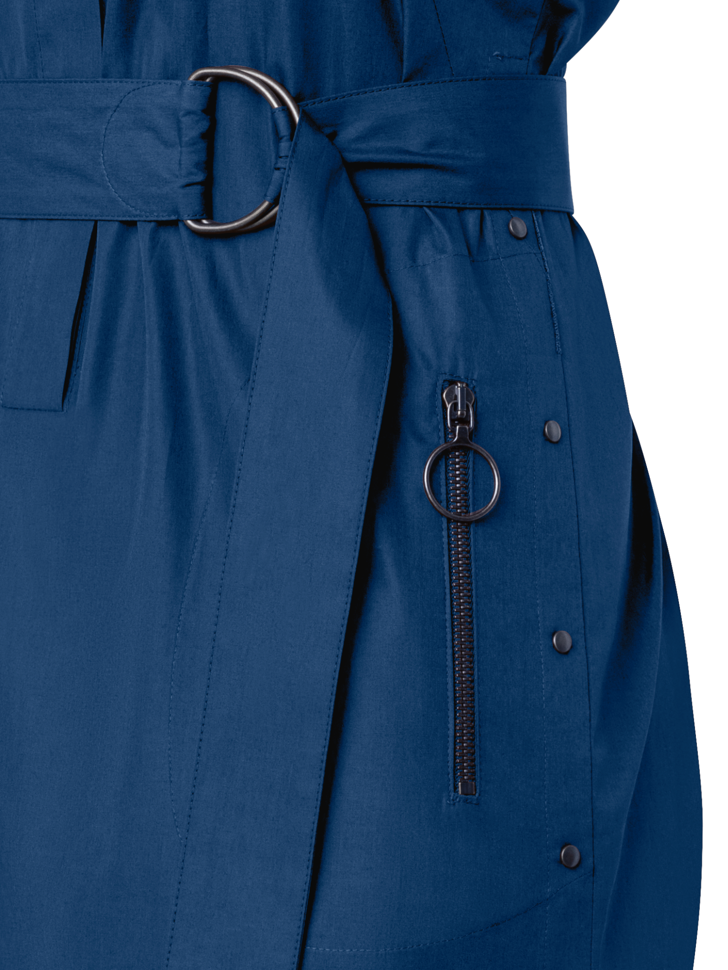 Designer Cotton Shirt Dress with Short Kimono Sleeves - blue