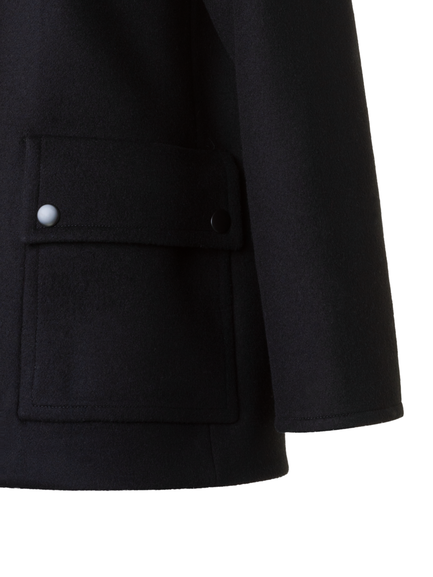 Designer Felted Wool Jacket with Faux Leather Collar - black - neutral