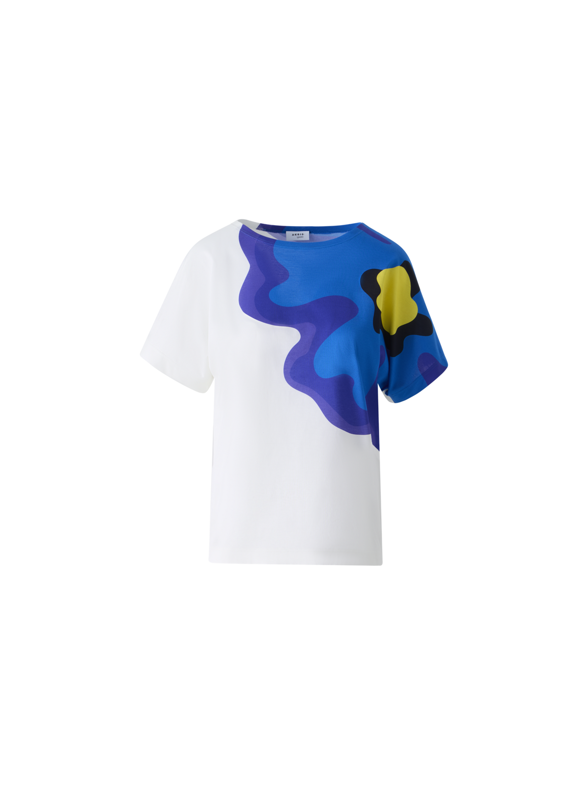 Designer Cotton T-Shirt with Pop Dot Flower - multicolor - white