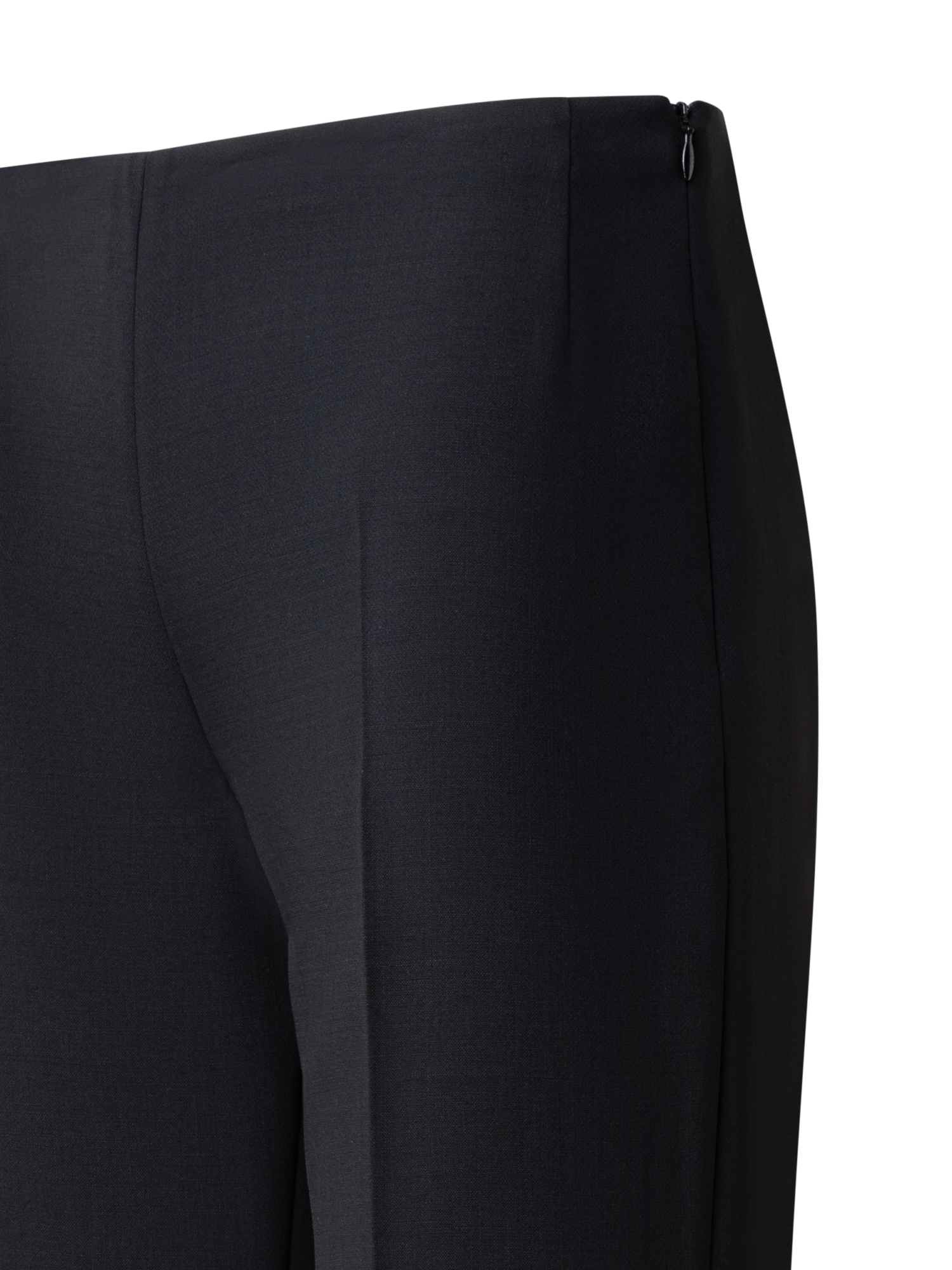 Designer Straight Wool Double-Face Pants - black