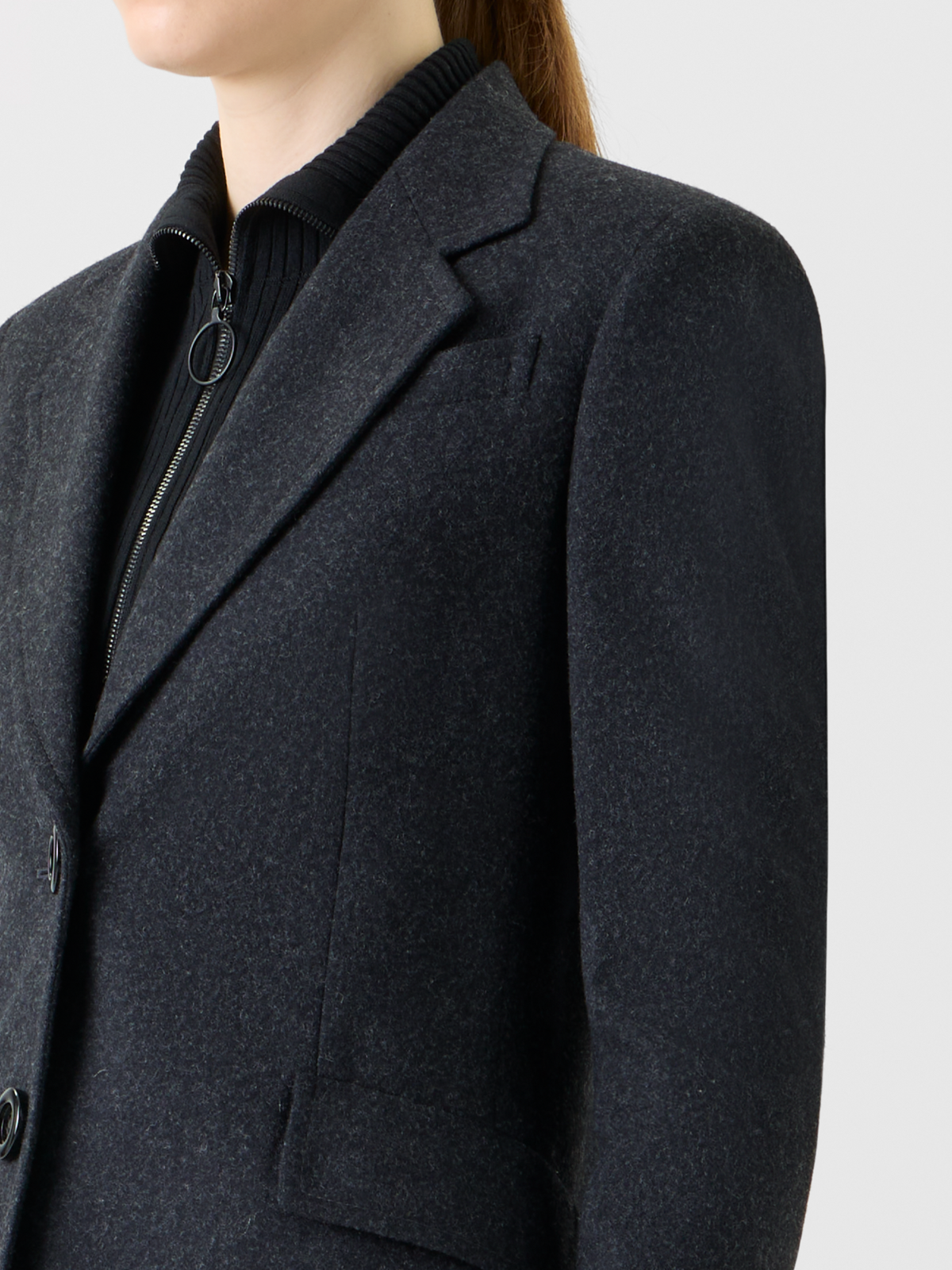 Designer Heavy Wool Flannel Boyfriend Jacket - neutral - grey #editorial