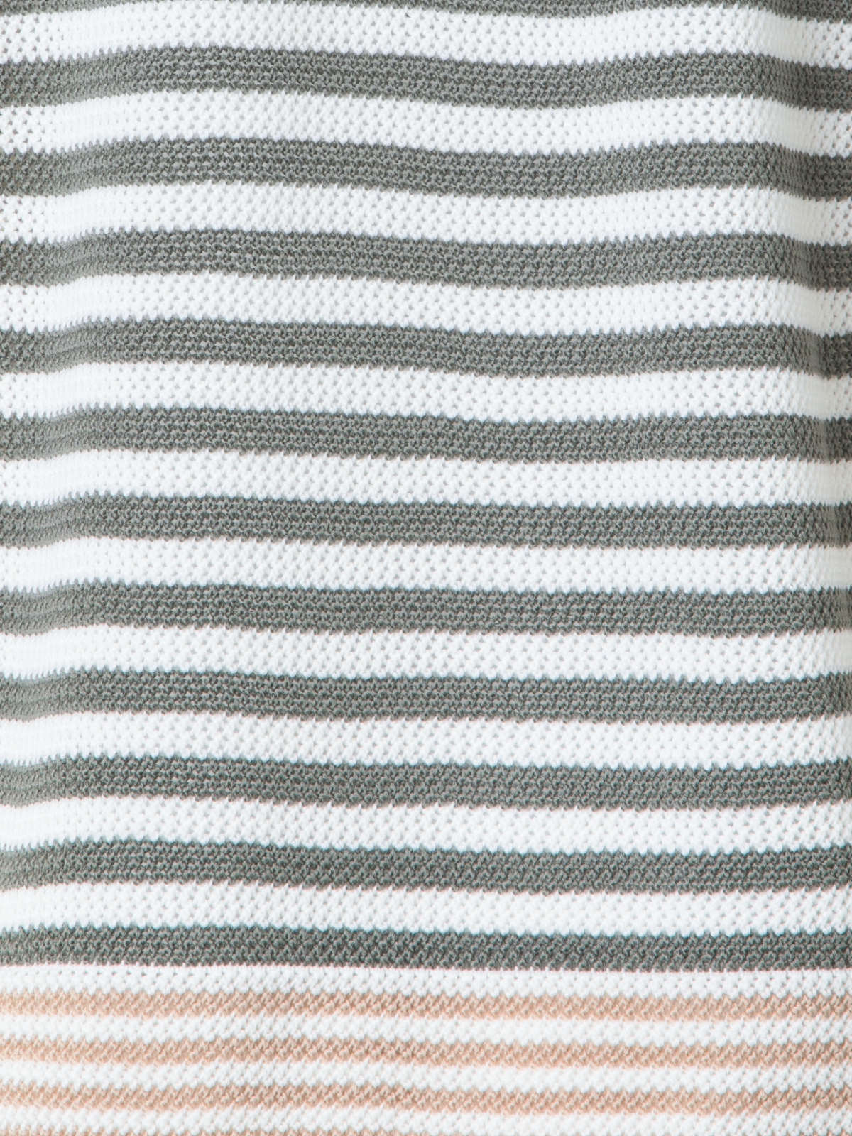 Designer Striped Volume-Sleeve Sweater in Merino Wool - neutral - green - multicolor