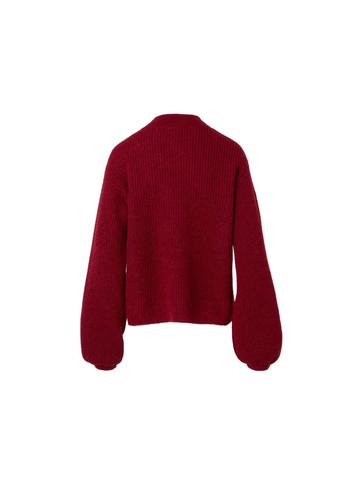 Designer Balloon Sleeve Alpaca Wool Knit Sweater - red