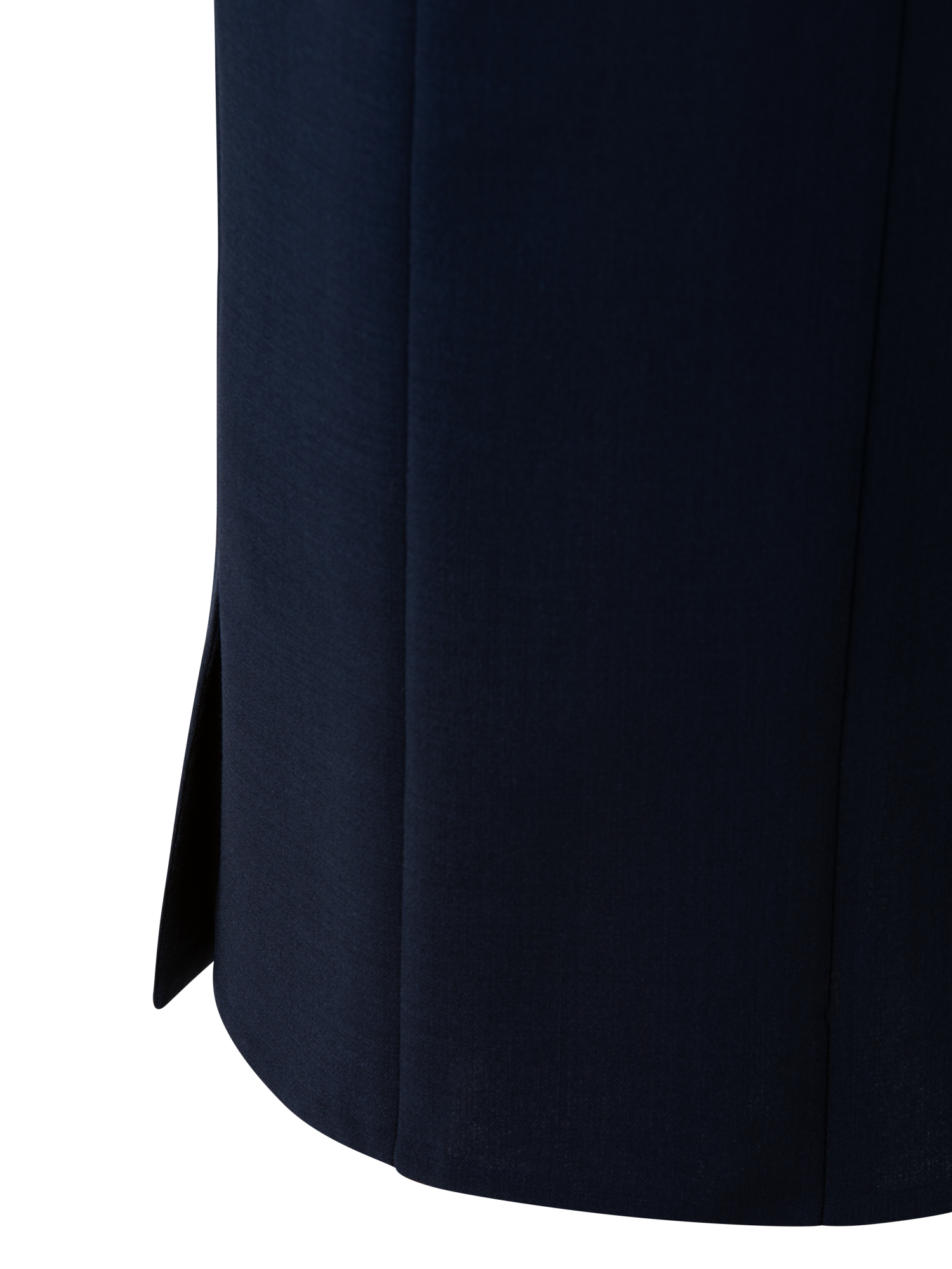 Designer Wool Double-Face Pencil Skirt with Slits - navy - blue