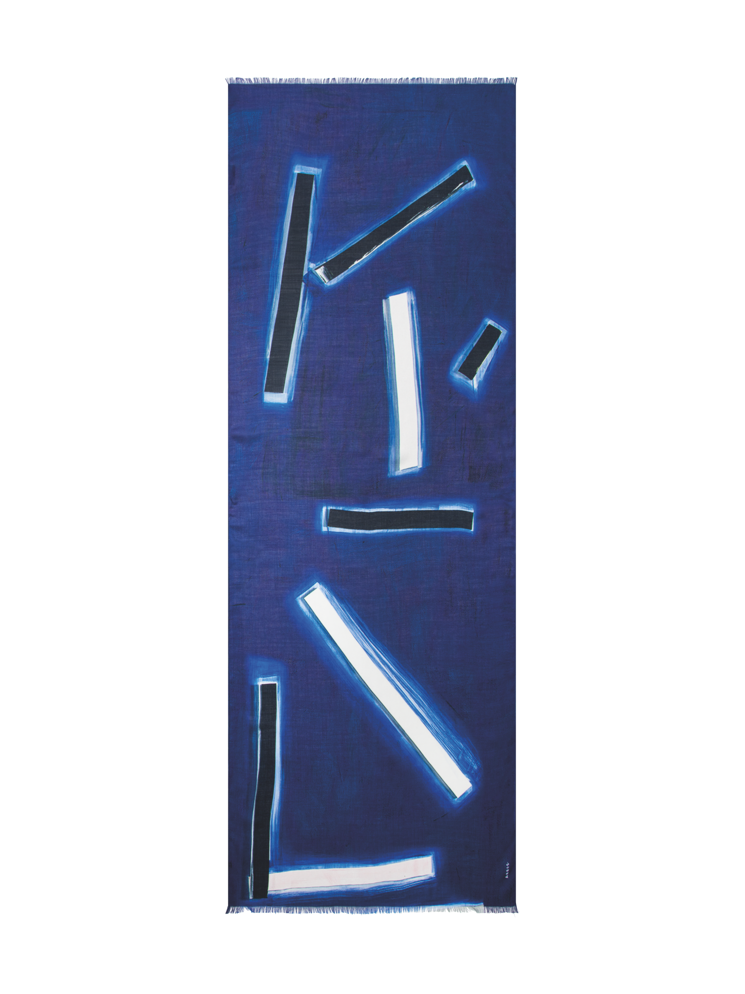 Designer Cashmere Silk Scarf with Blue Angel Print - blue - multicolor