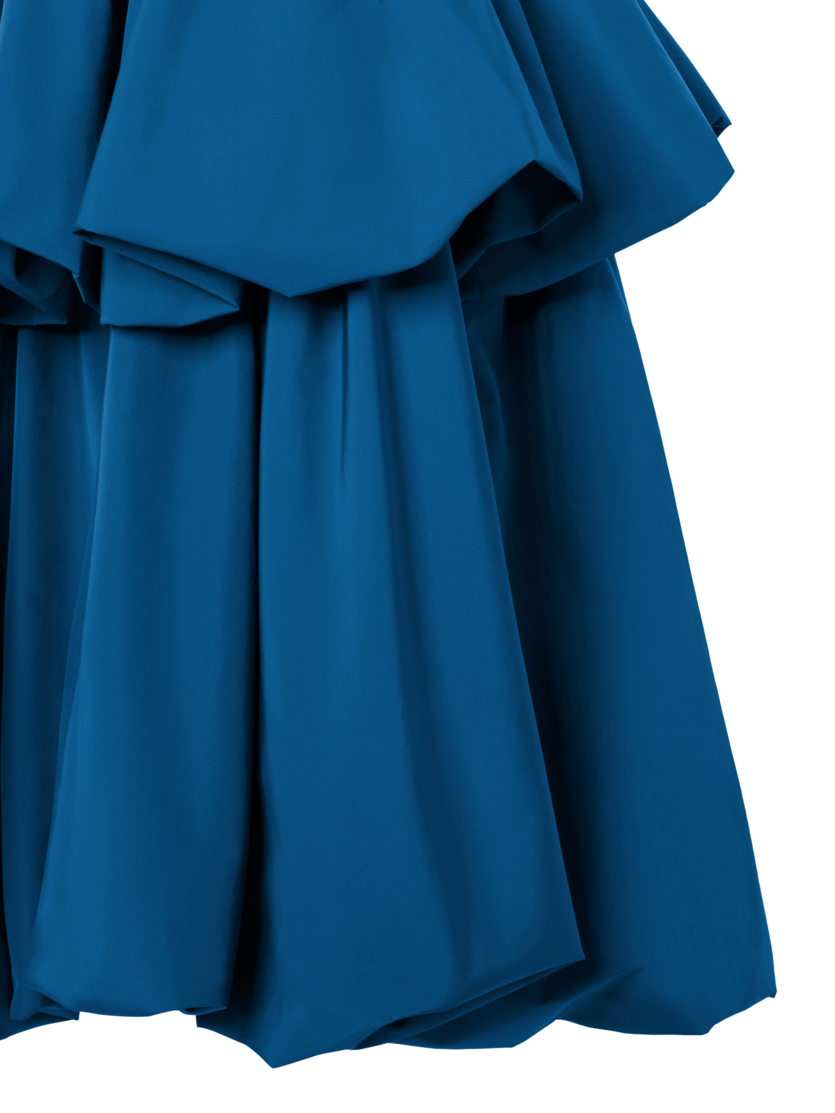 Designer Techno Taffeta Maxi Dress with Flounces - blue