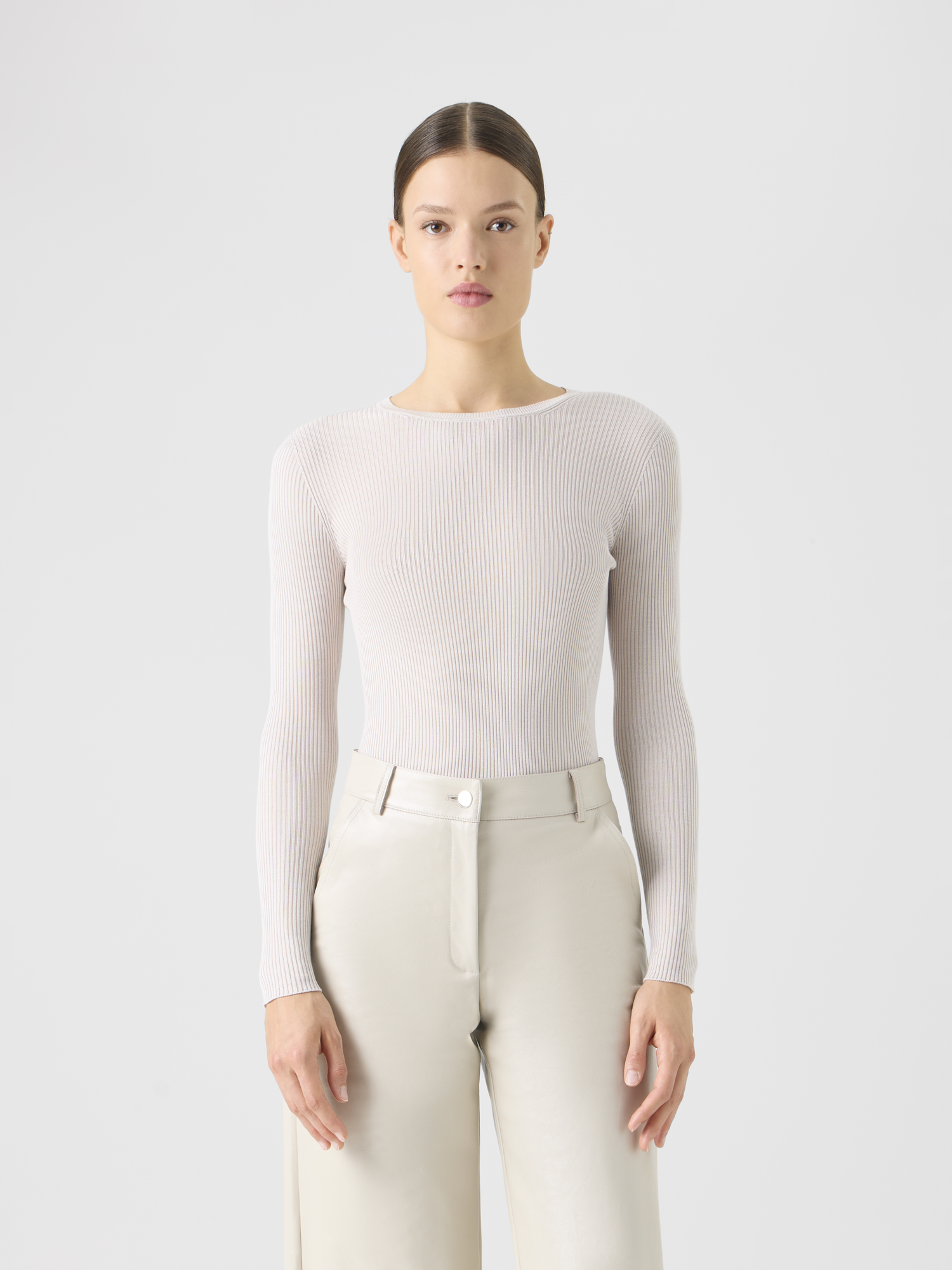 Designer Seamless Silk Cotton Knit Sweater - neutral - beige 