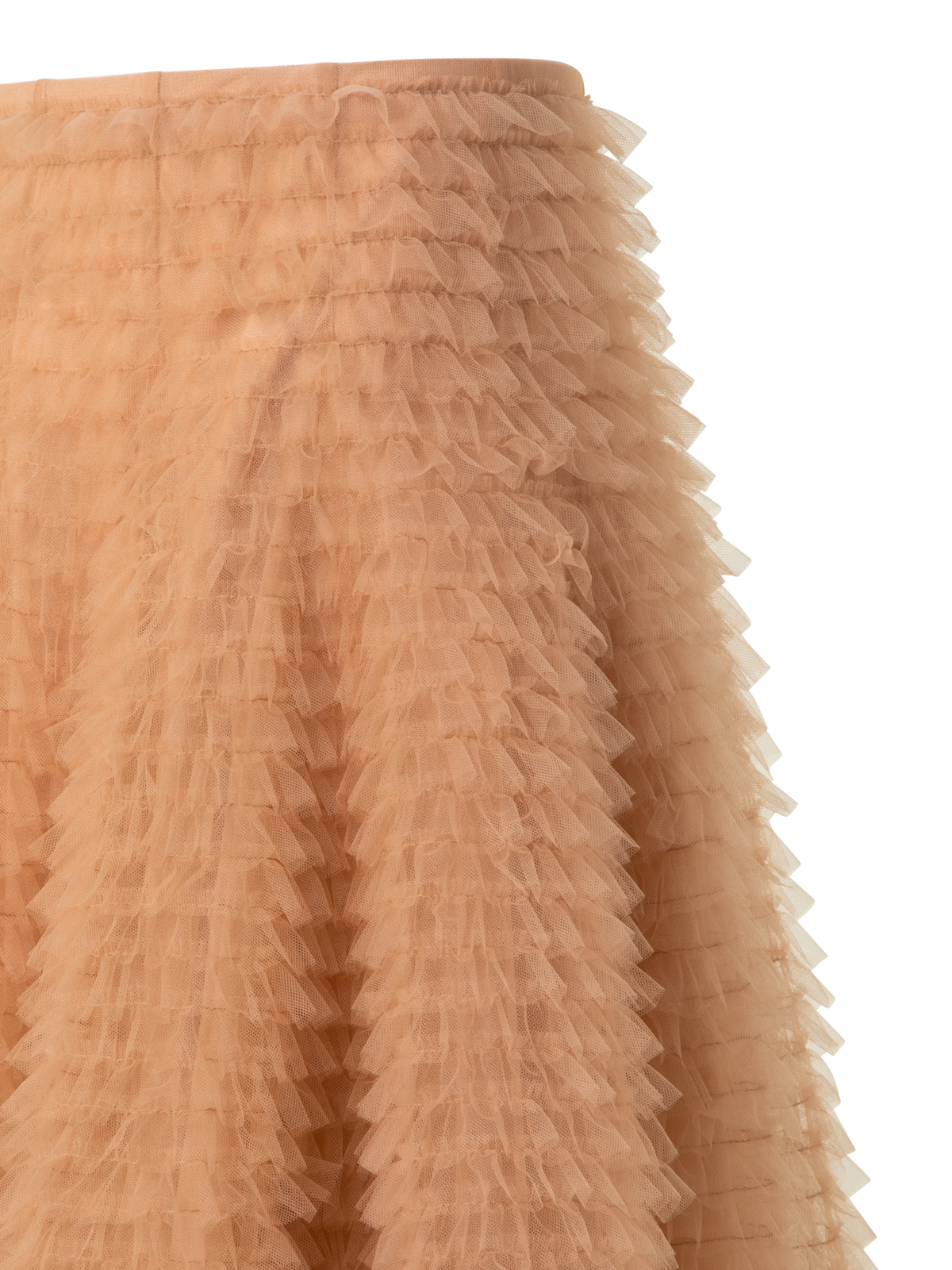 Designer Short A-Line Ruched Tulle Skirt - neutral - pastel - beige