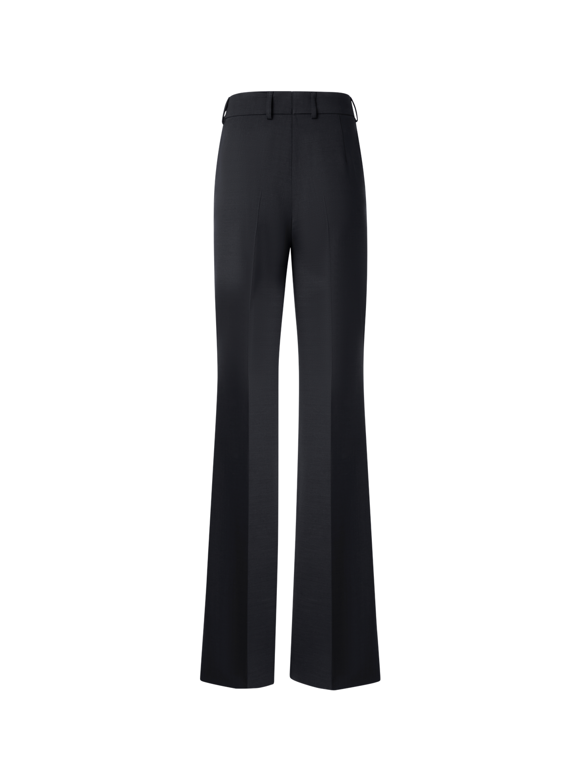 Designer Wide Straight Wool Stretch Double-Face Pants - black - neutral