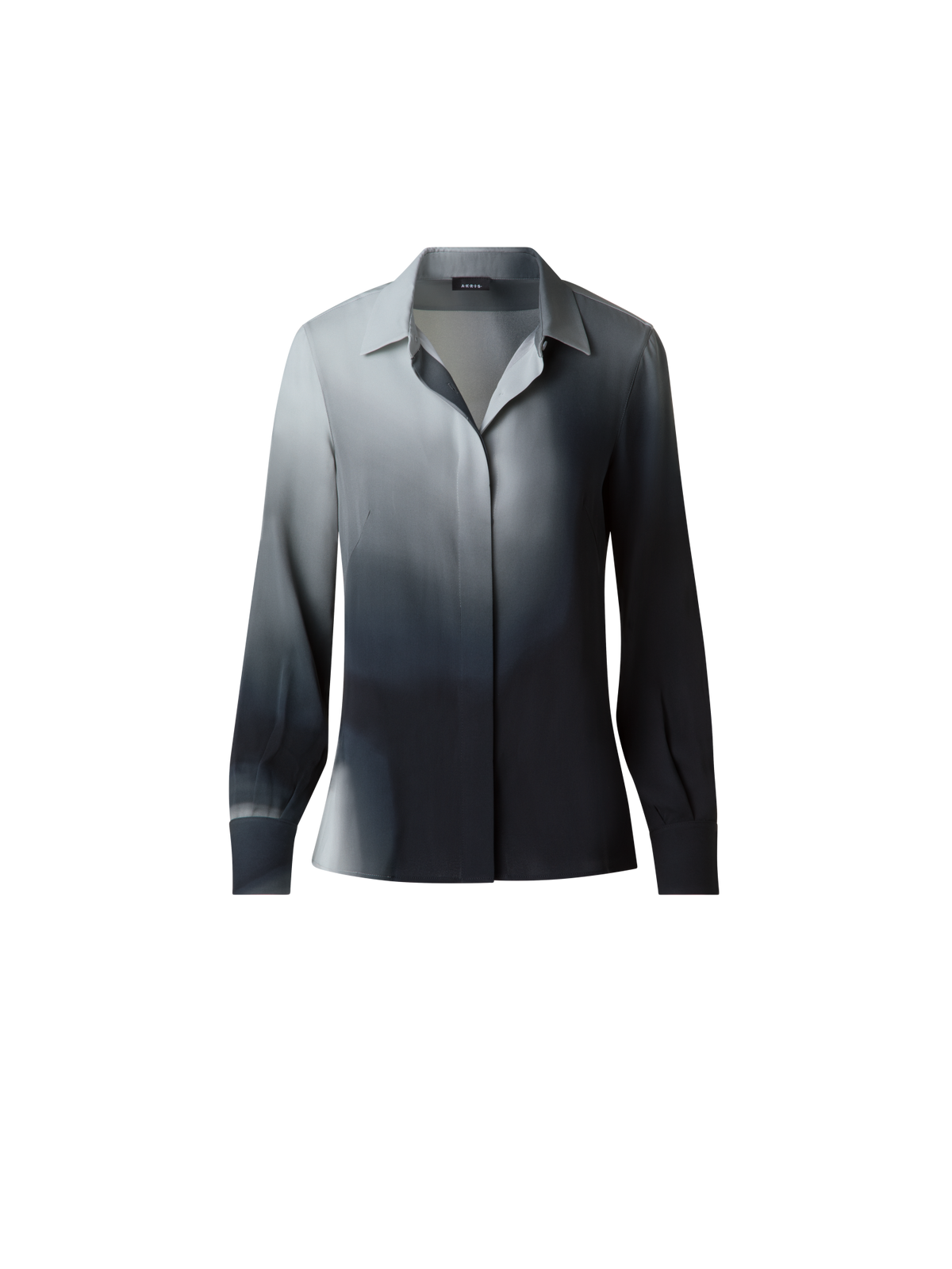 Designer Silk Crêpe Blouse with Shadow Print - grey - multicolor