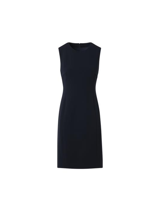 Designer Wool Bi-Stretch Double-Face Sheath Dress - navy