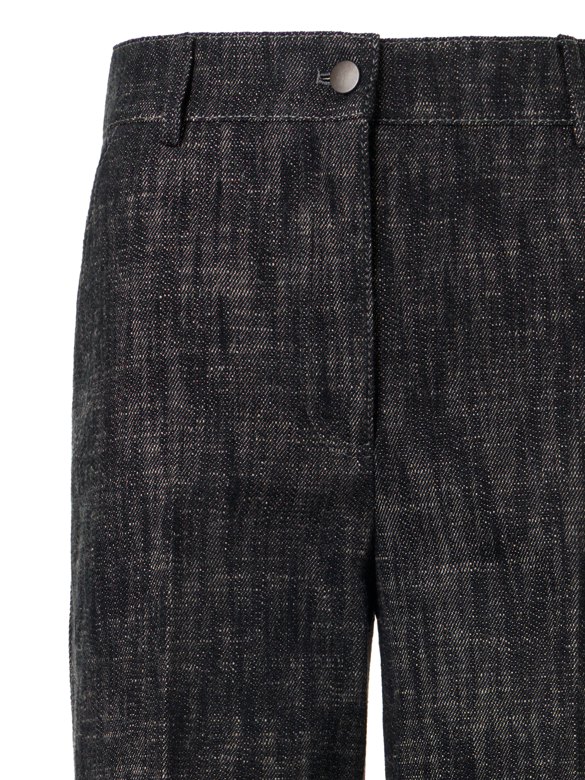Designer Chiara Wide-Leg Pants in Washed Heavyweight Cotton-Denim - black