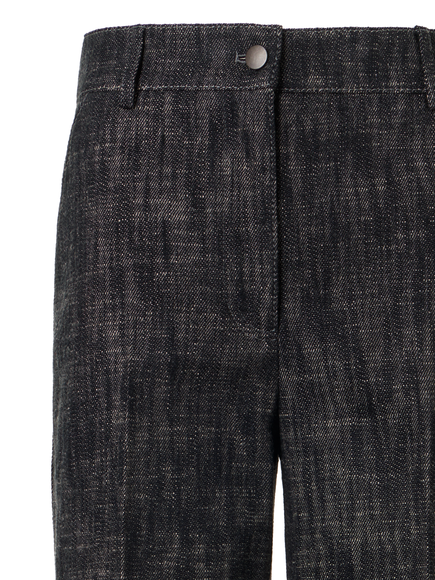 Designer Chiara Wide-Leg Pants in Washed Heavyweight Cotton-Denim - black
